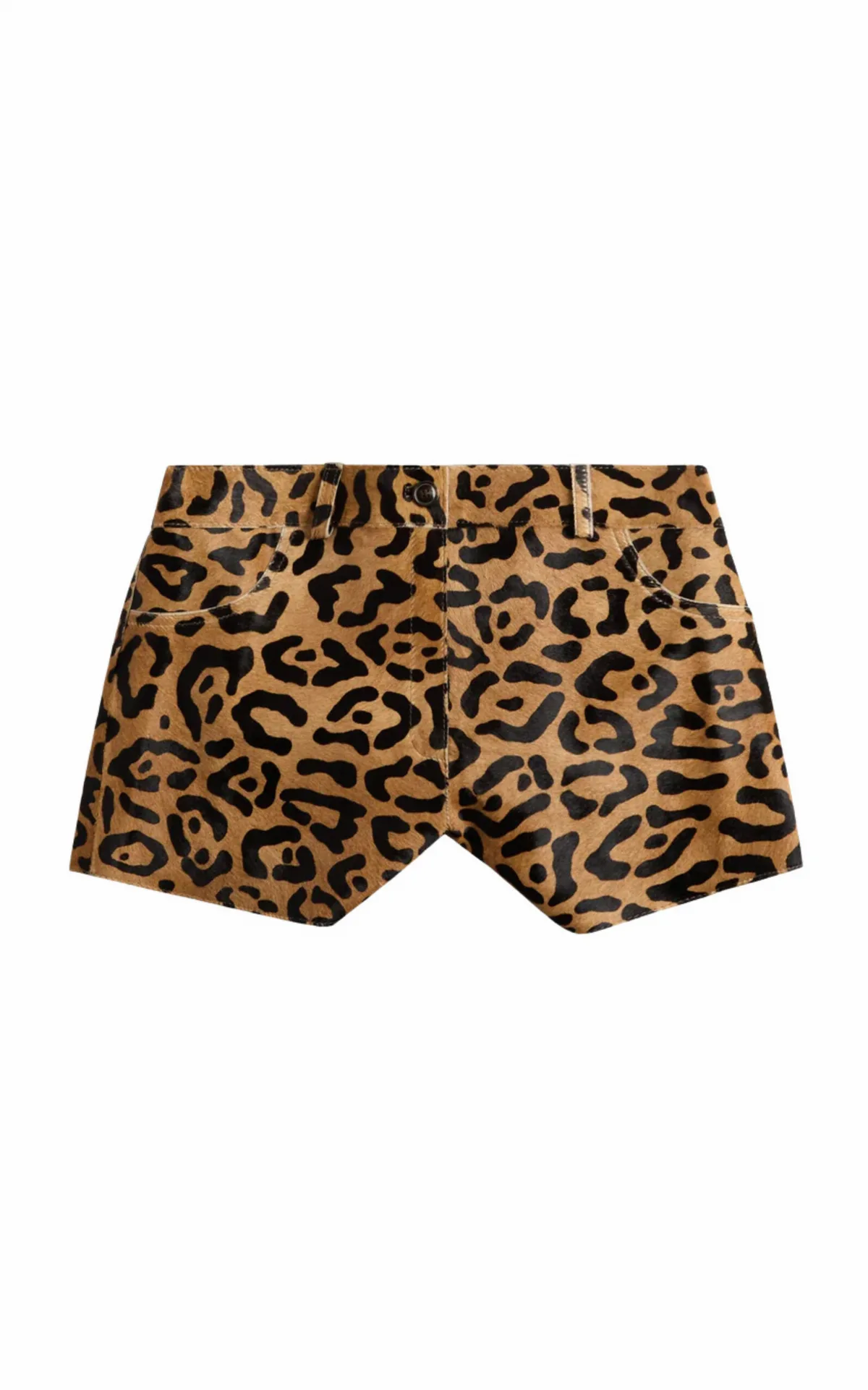 Ellis Leopard-Print Haircalf Leather Shorts by ZUT