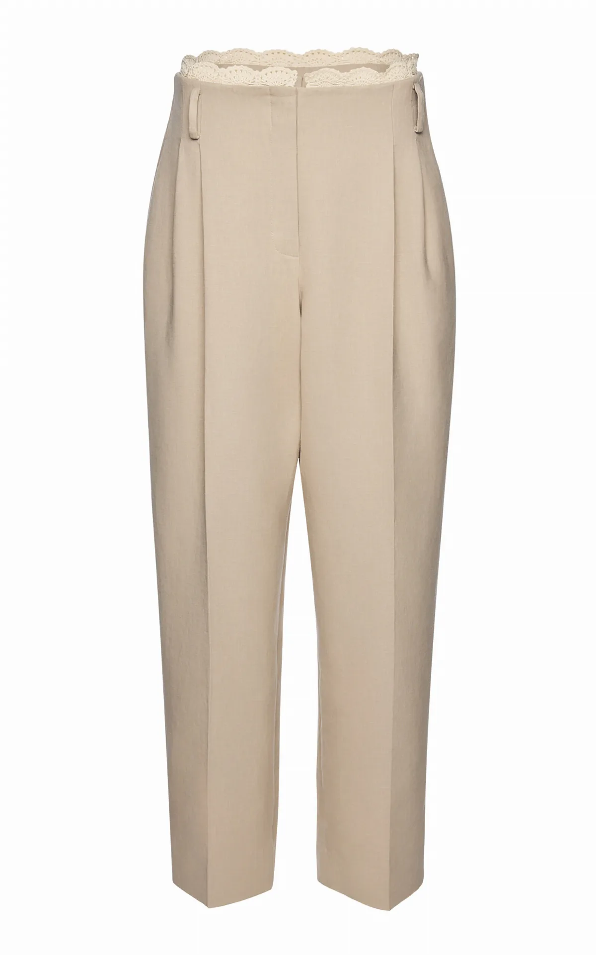 Lace-Detailed Stretch-Linen Cropped Pants by Magda Butrym