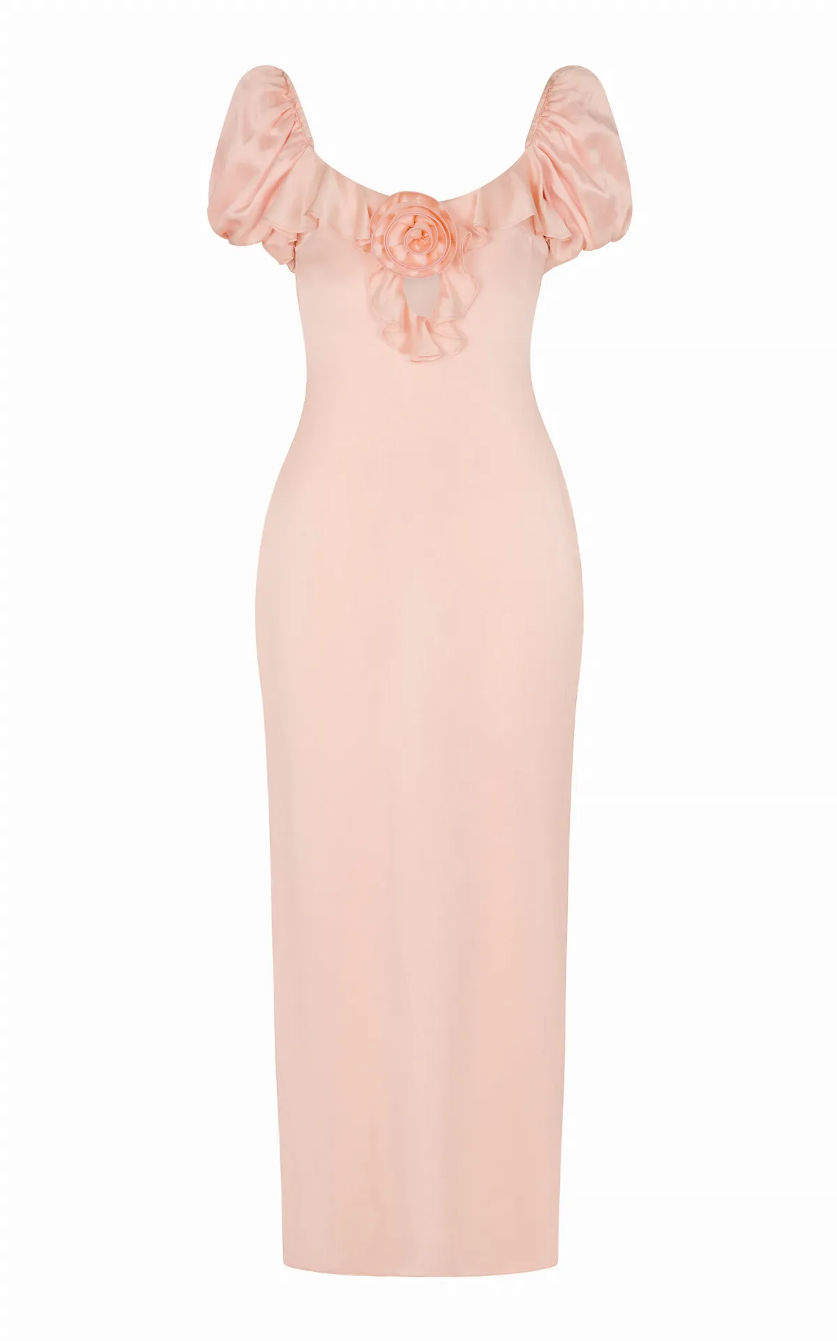 Eden Ruffled Satin Maxi Dress by De La Vali