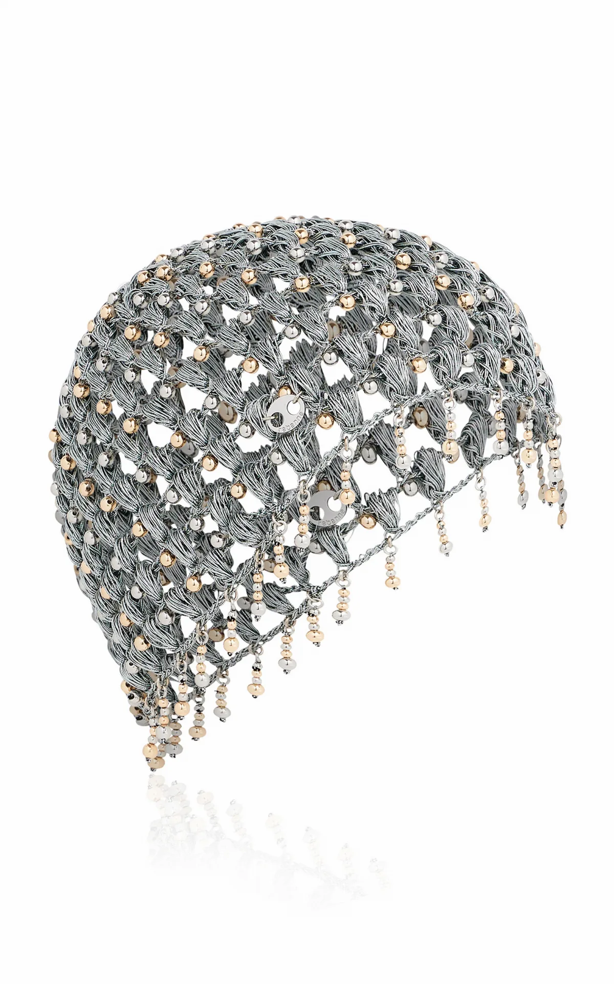 Metallic Woven Crystal-Embellished Chain Cap by Rabanne