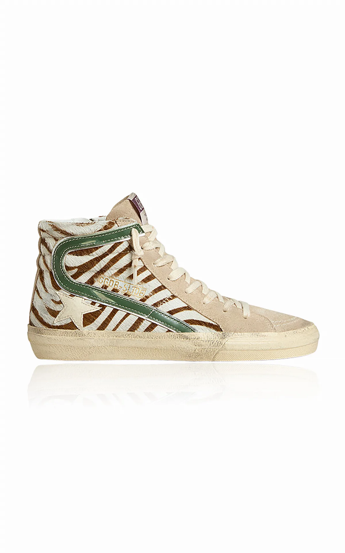 Slide Calf Hair High-Top Sneakers by Golden Goose