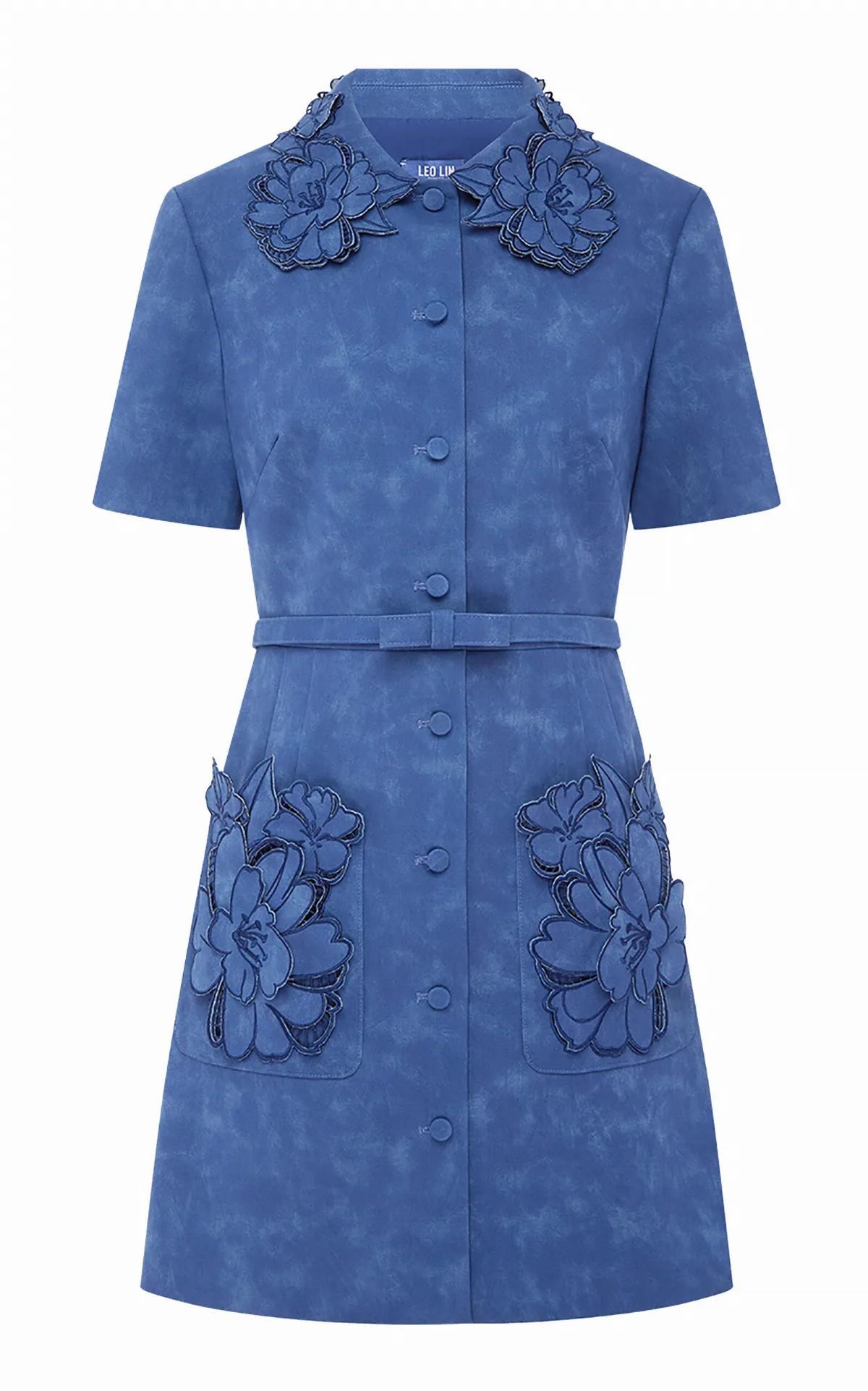 Ashley Applique Vegan Suede Mini Dress by Leo Lin