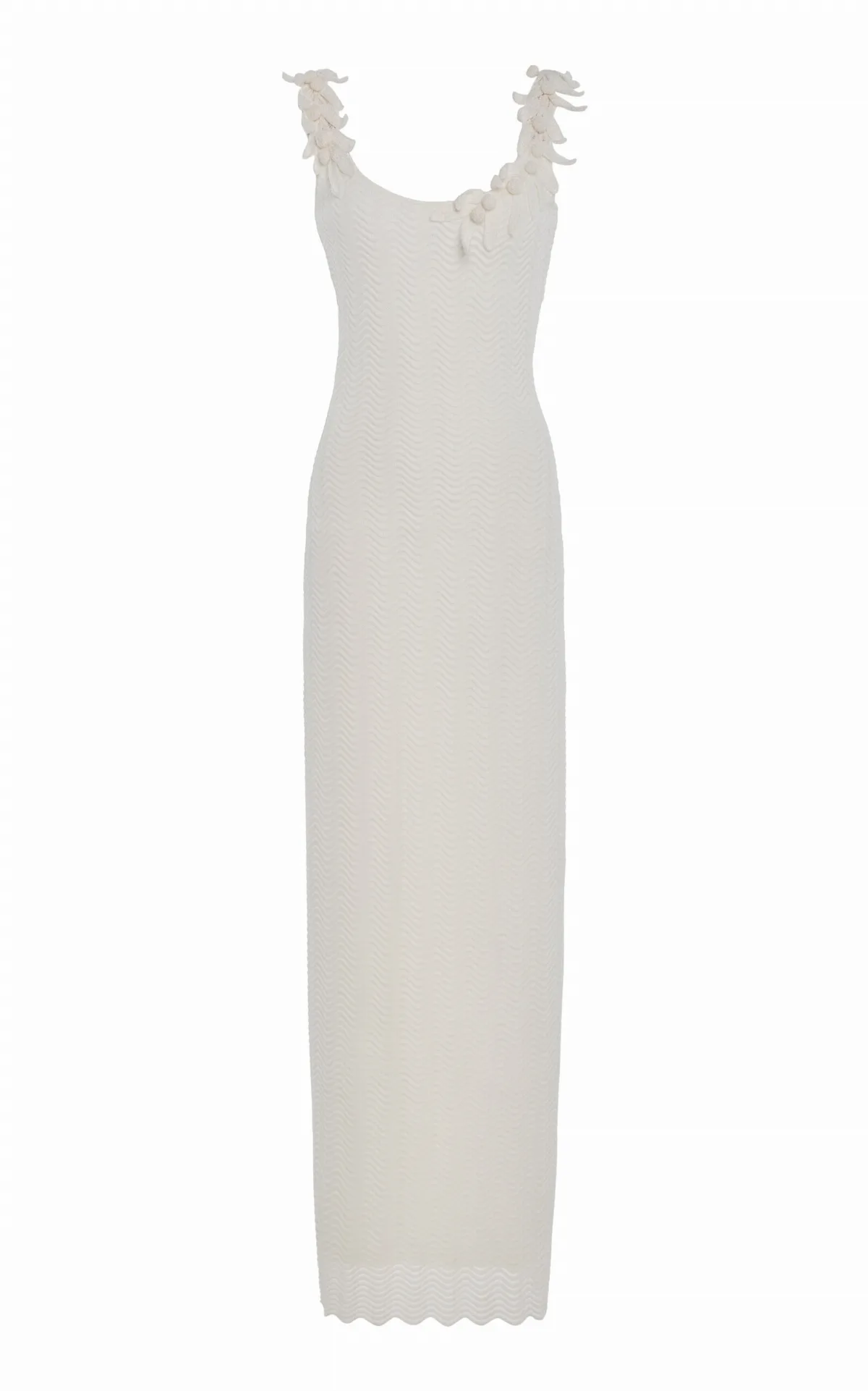 Sleeveless Knit Scalloped Lace Maxi Dress by Carolina Herrera