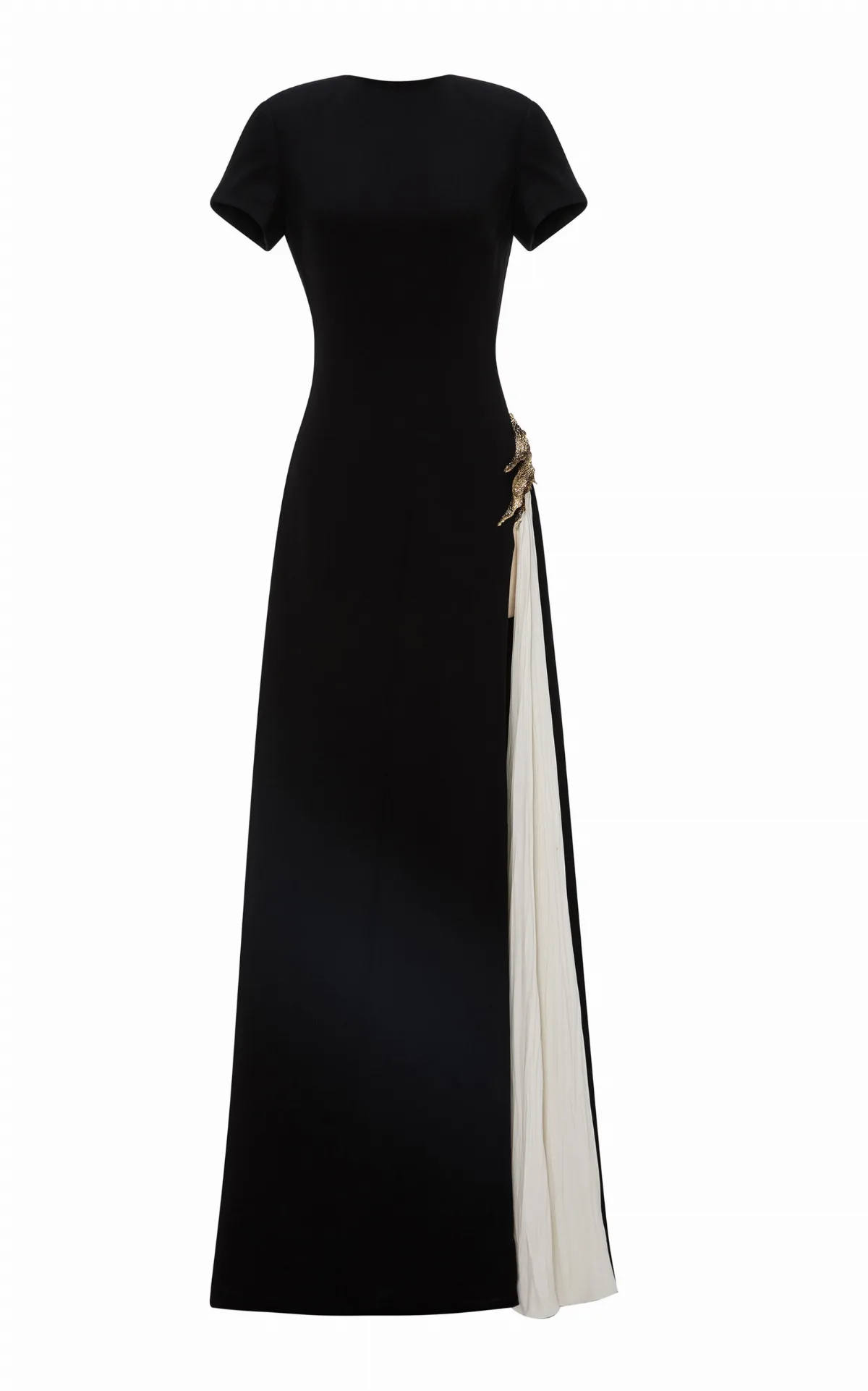 Brooch-Embellished Crepe Gown by Marmar Halim