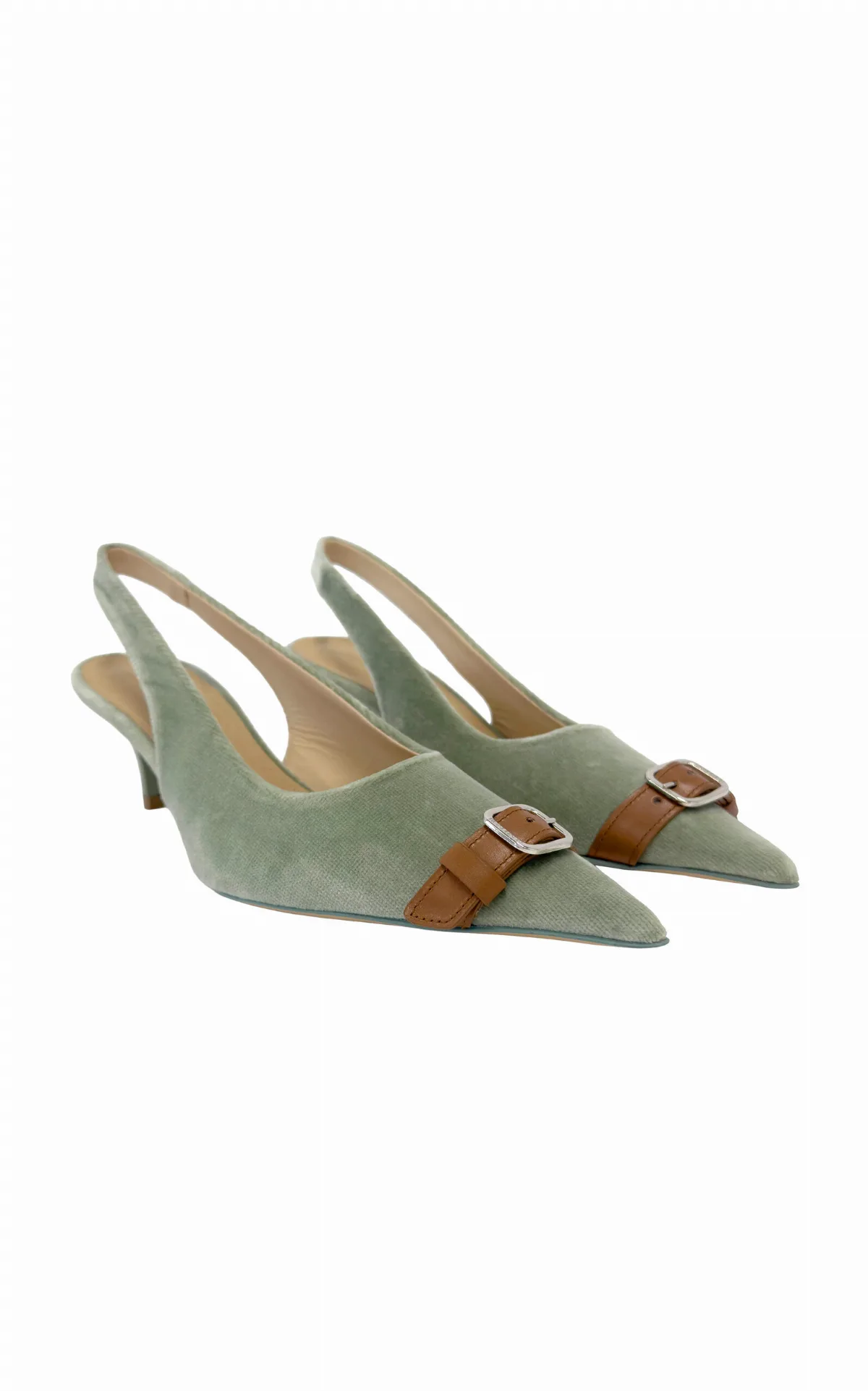 Buckle Velvet Slingback Pumps by JW Anderson