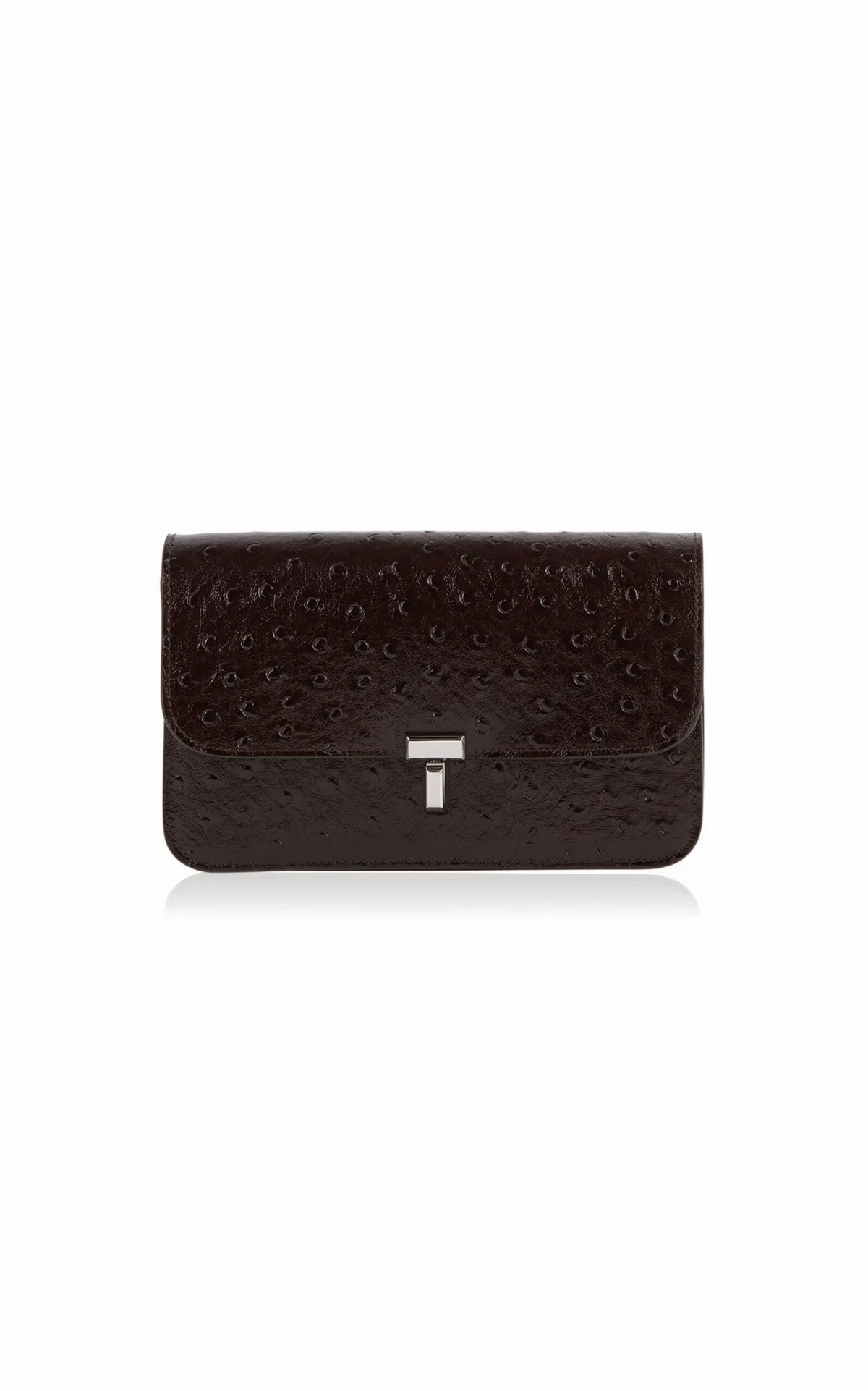 T-Lock Ostrich-Embossed Leather Clutch by Toteme