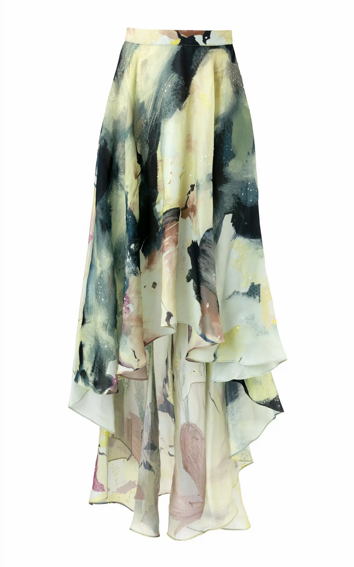 Abstract Burst Silk Midi Skirt by La Fuori