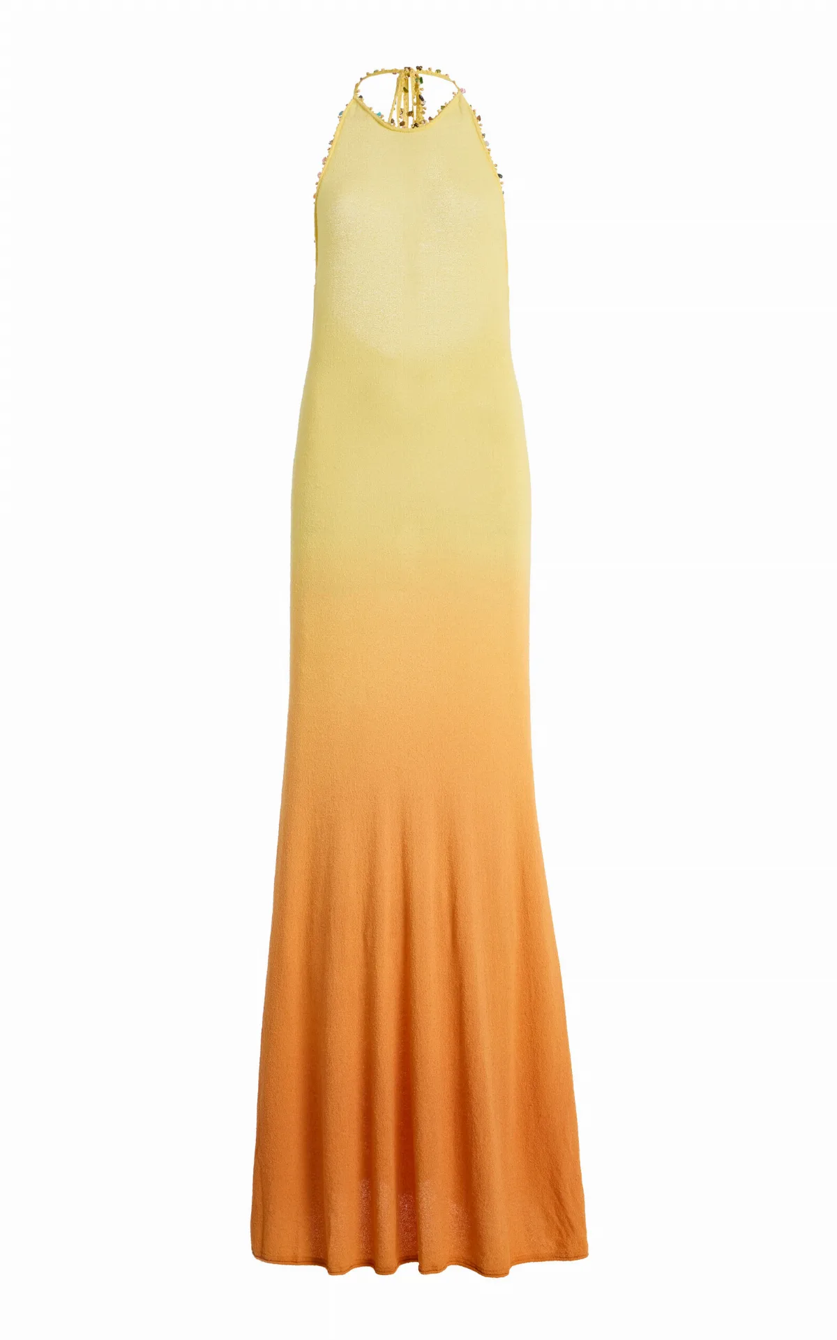 La Isla Beach Quartz Cotton-Blend Maxi Halter Dress by Christopher Esber