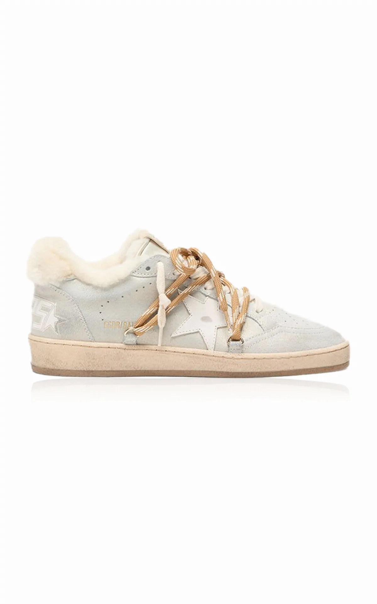 Ball Star Shearling-Trimmed Leather Sneakers by Golden Goose