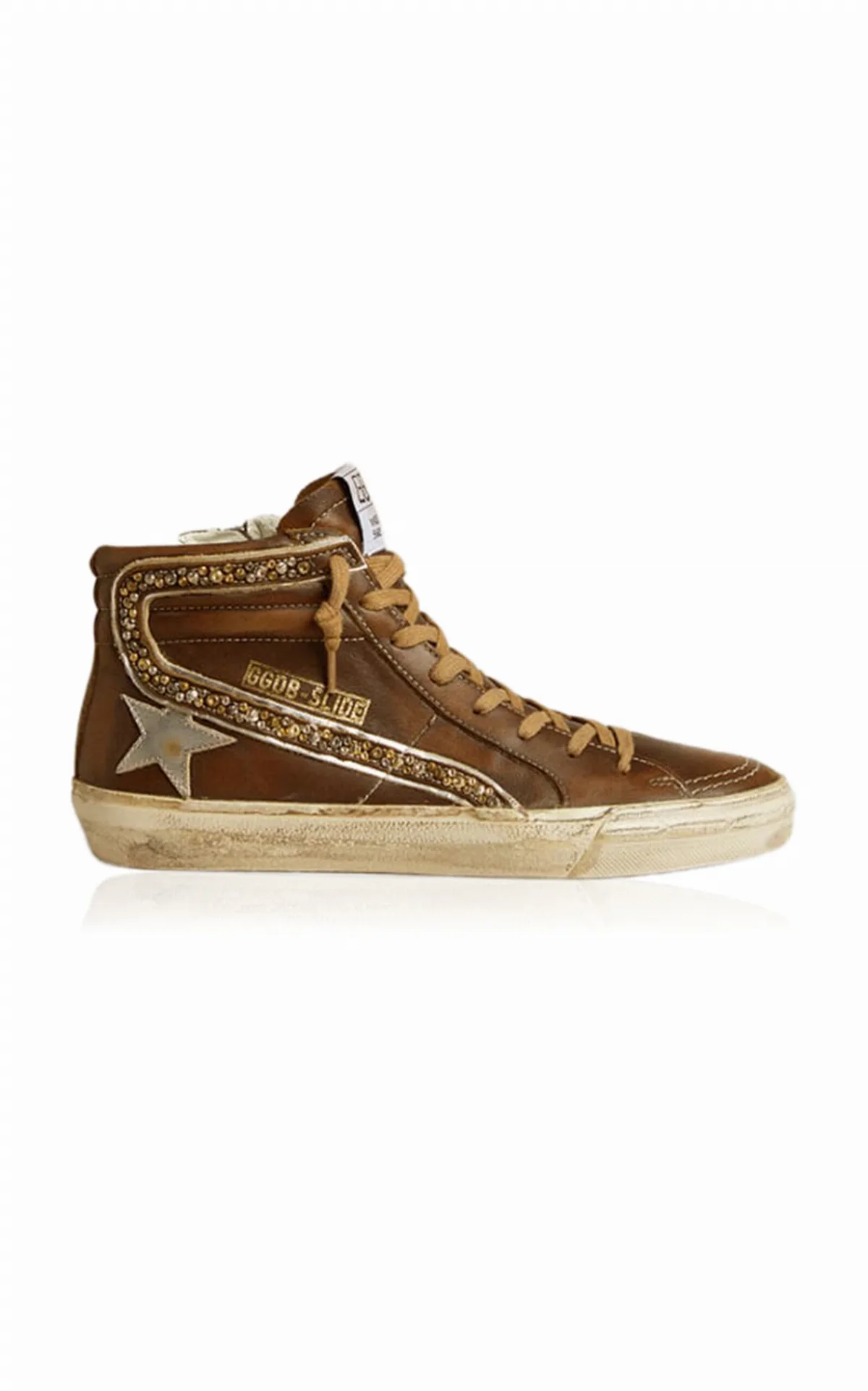 Slide Embellished Leather Sneakers by Golden Goose