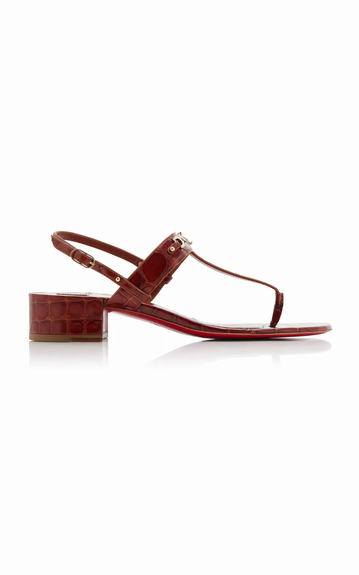 MJ Thong 25mm Croc-Embossed Leather Sandals by Christian Louboutin