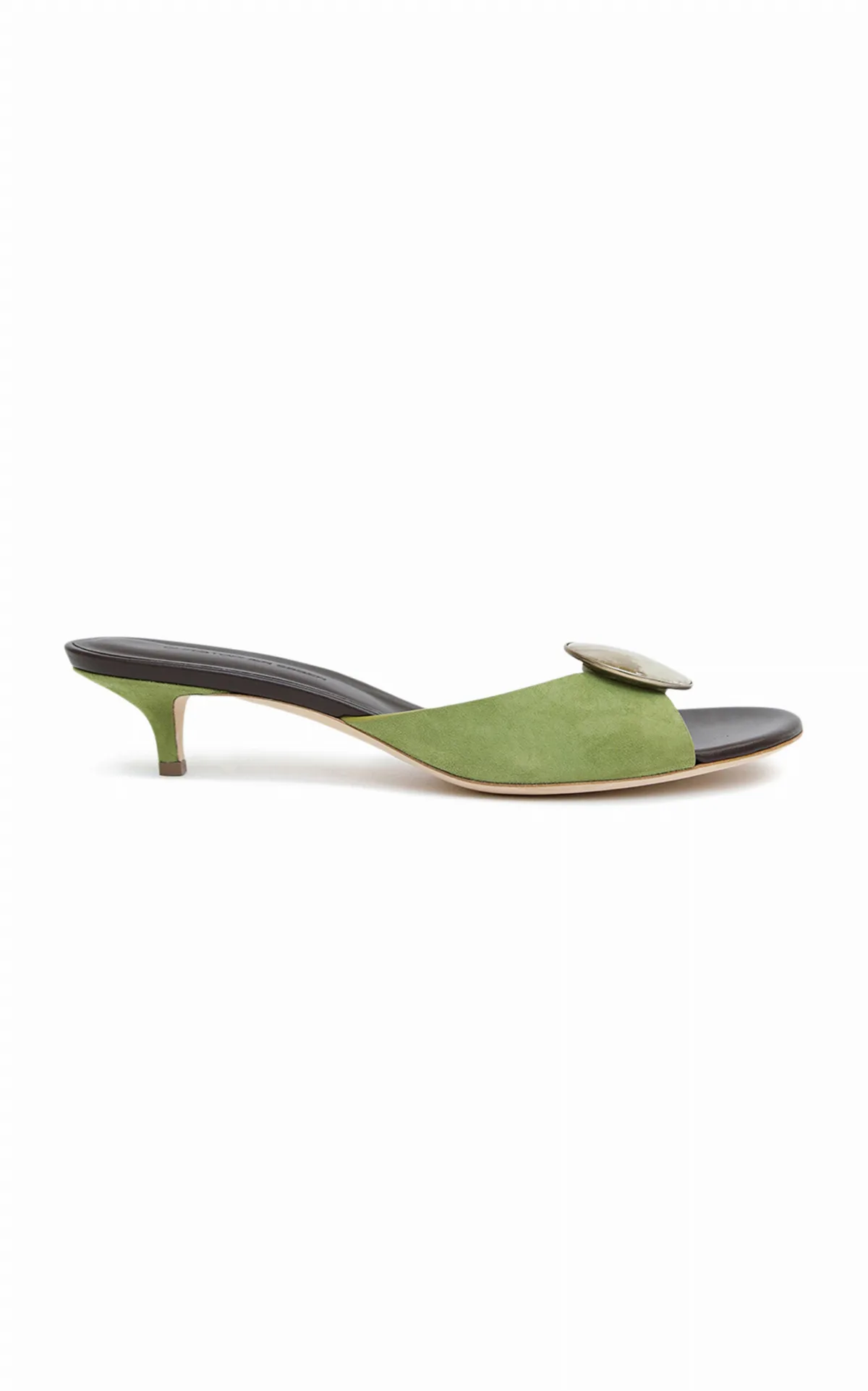 Aura Quartz Suede Kitten Heel Mules by Christopher Esber