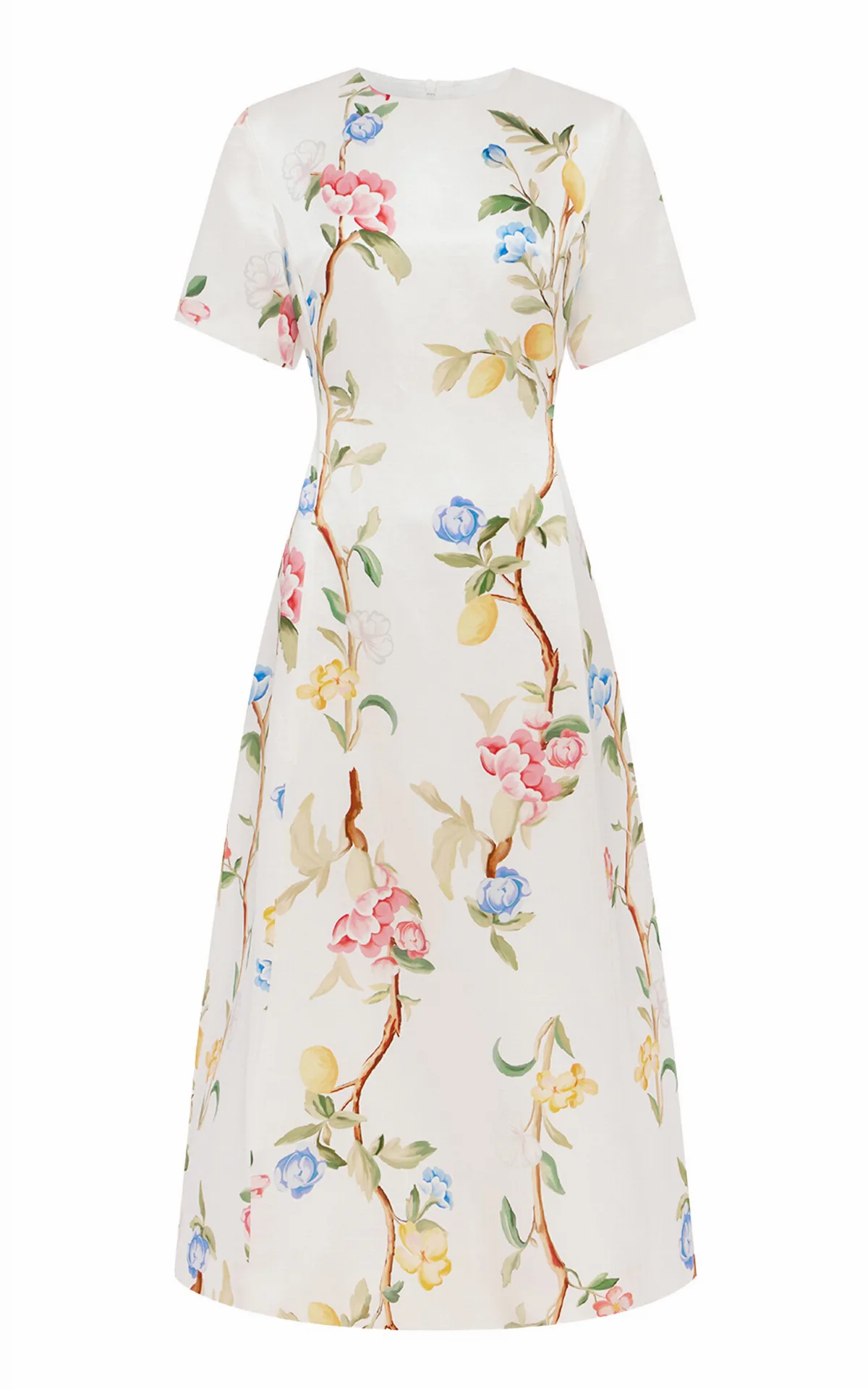 Caroline Floral-Print Linen-Silk Midi Dress by Leo Lin