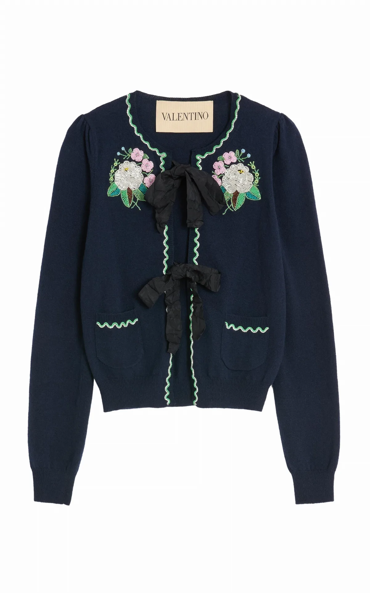 Embroidered Virgin-Wool Cardigan