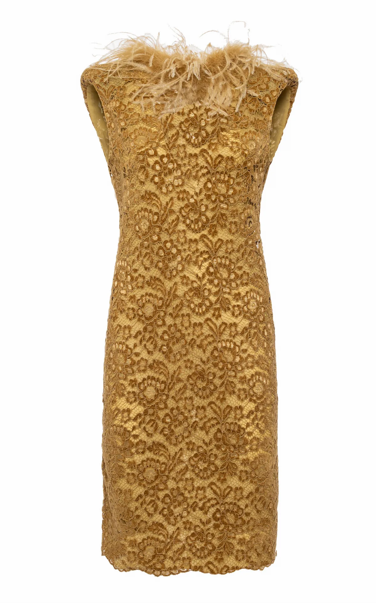 Feather-Trimmed Lace Mini Dress by DES_PHEMMES