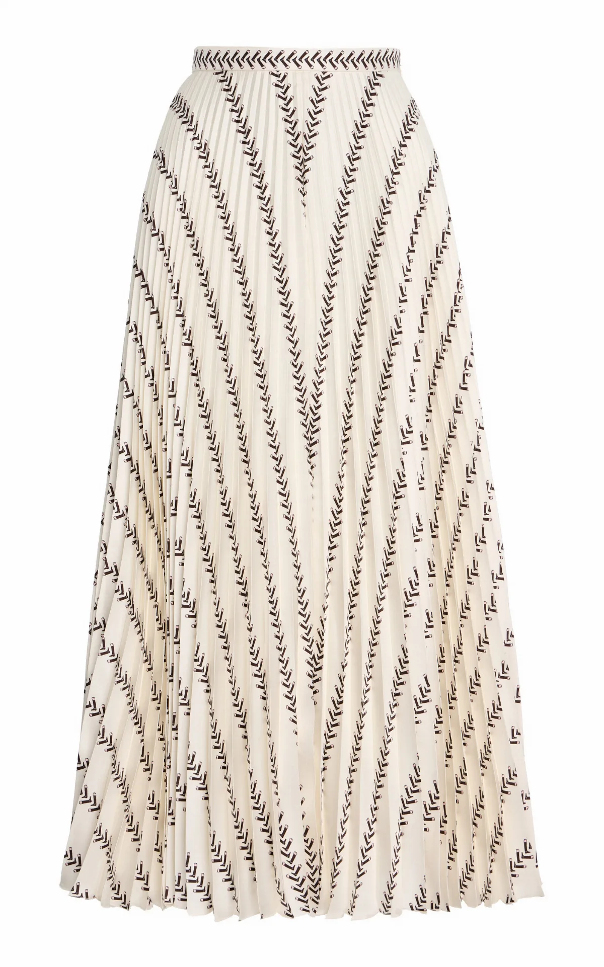 Eames Boot-Striped Silk Plissé Midi Skirt