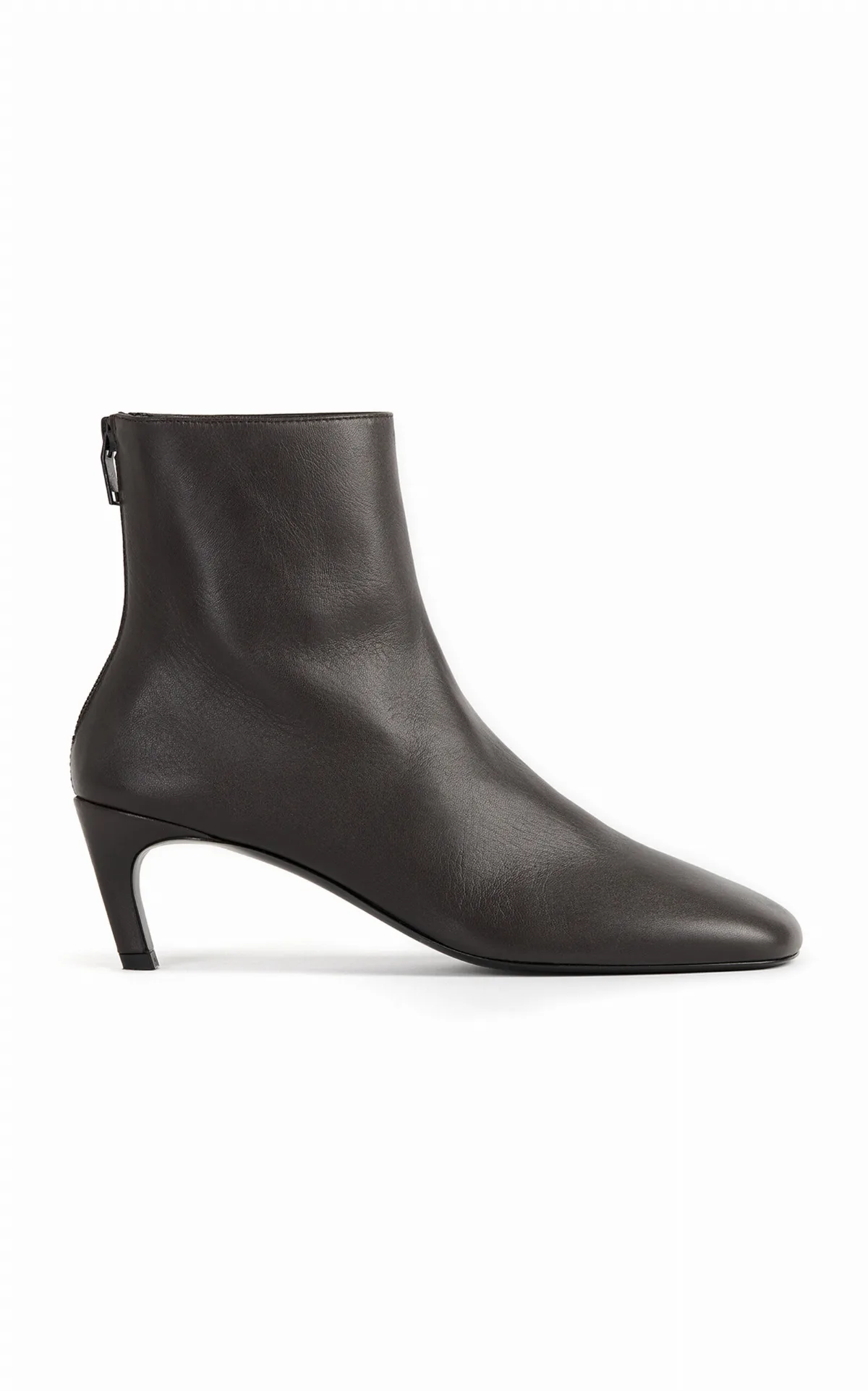 Mid-Heel Leather Ankle Boots