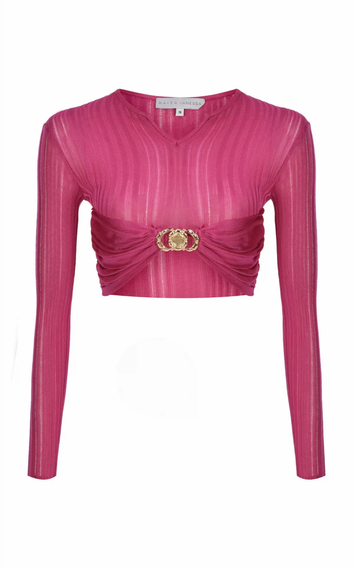 Gold Buckle Knit Cropped Top by Raisa Vanessa