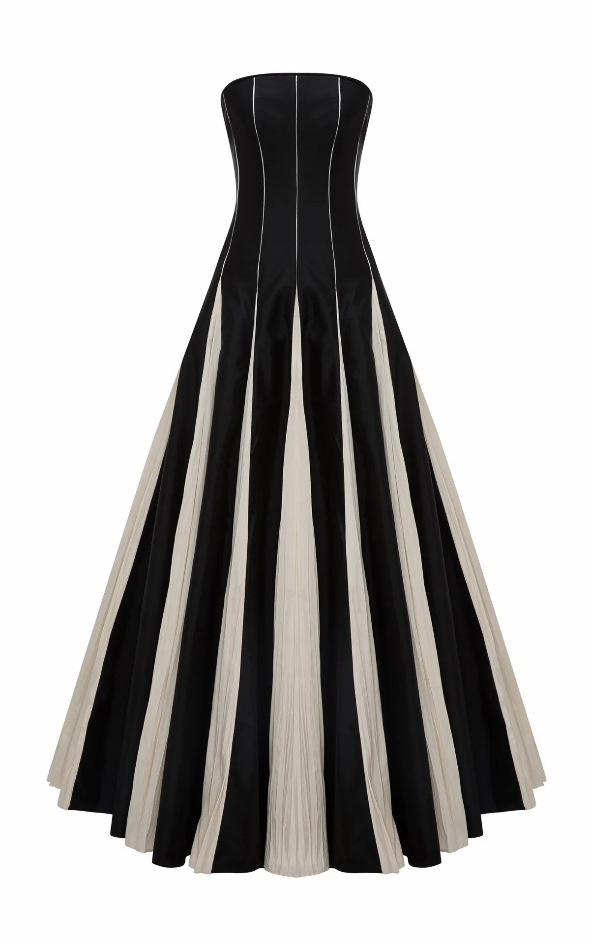 Contrast-Paneled Taffeta Gown by Marmar Halim