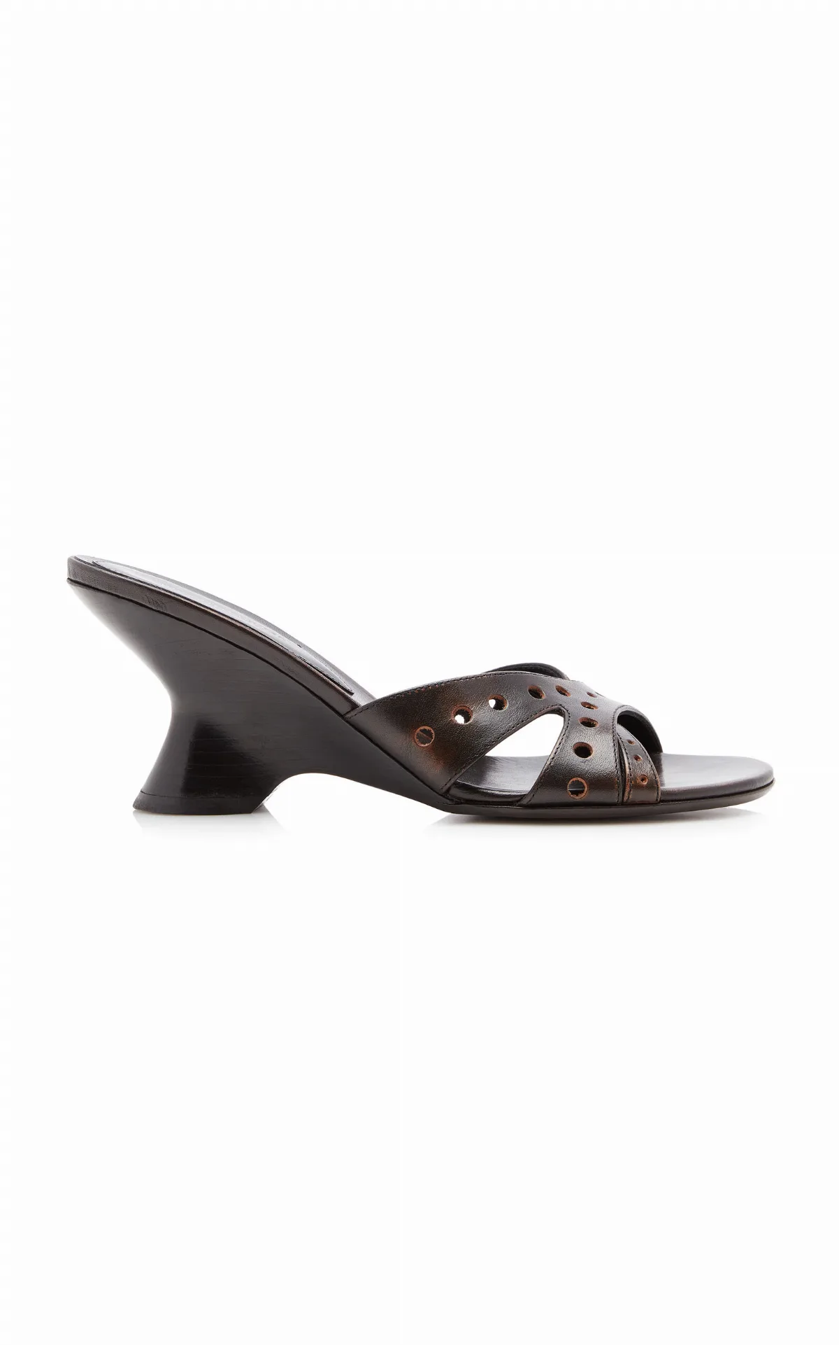 Punctured Leather Wedge Mules by Dries Van Noten