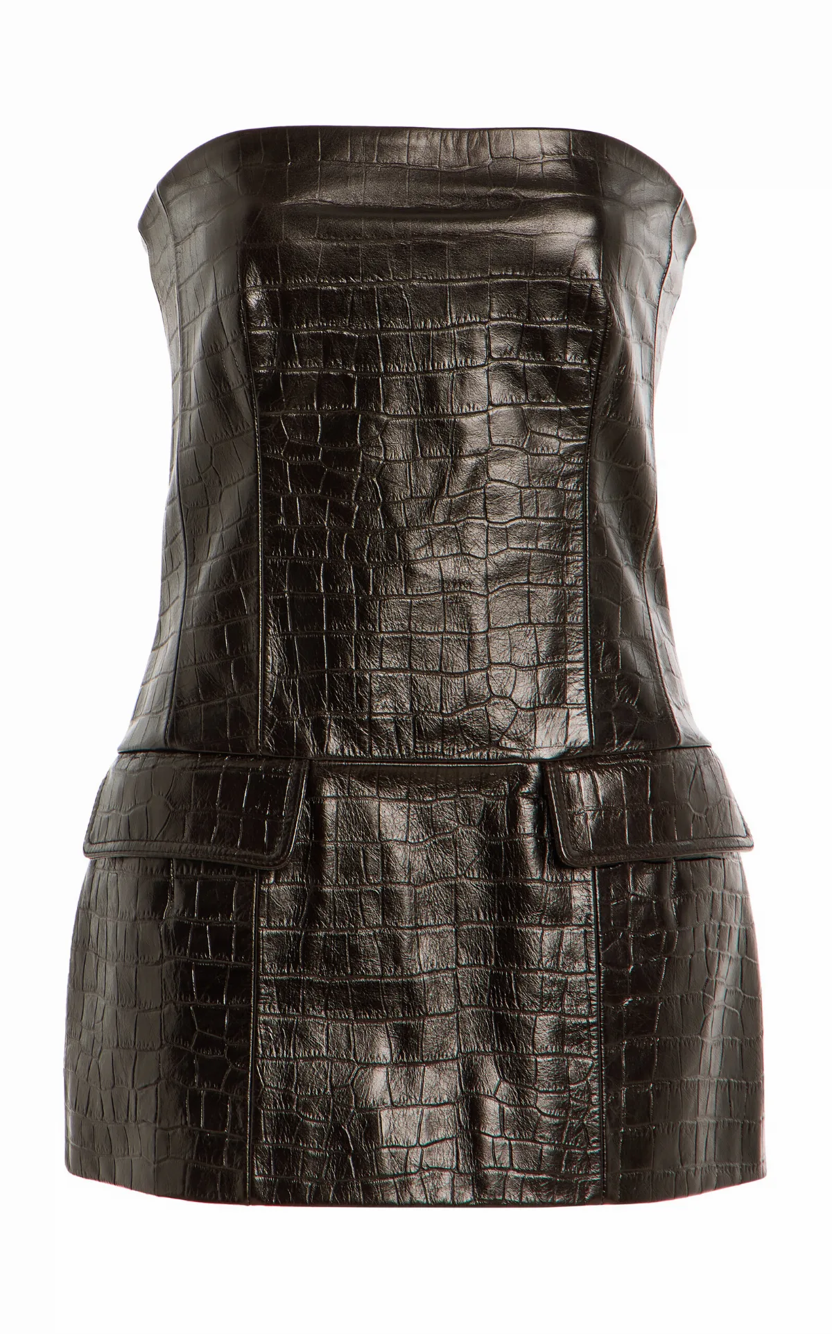 Strapless Croc-Embossed Leather Top by Toteme