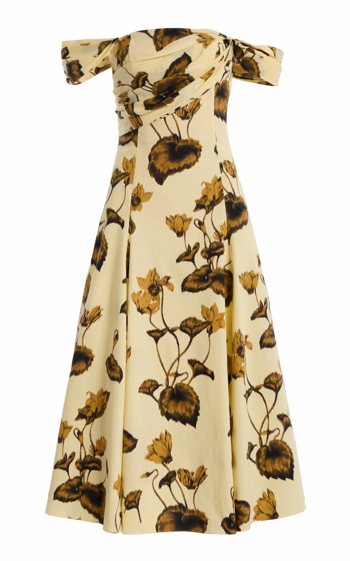 Cyclamen Off-The-Shoulder Stretch-Cotton Midi Dress by Oscar de la Renta