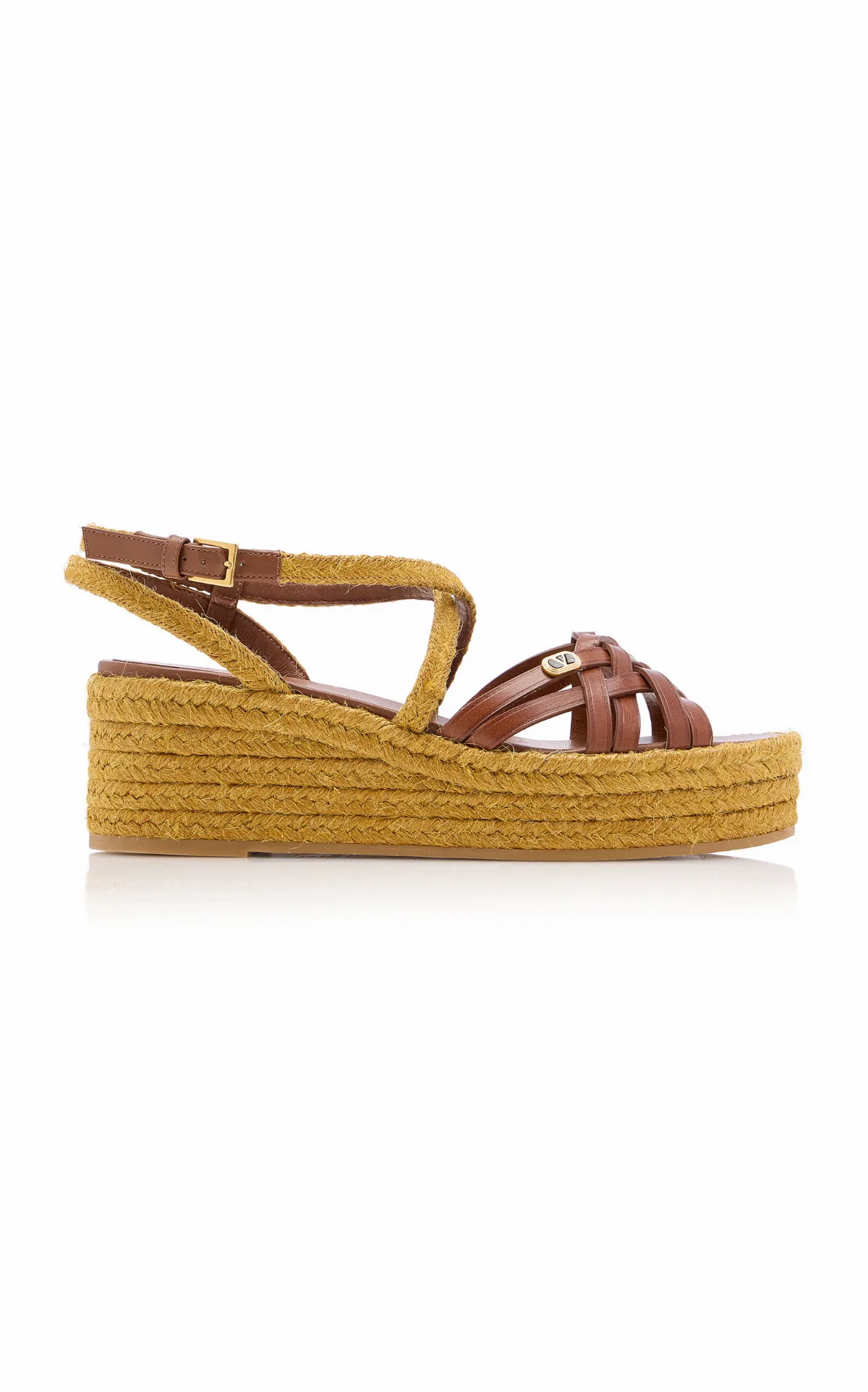 Bribri Calfskin-Trimmed Flatform Espadrilles by Valentino Garavani