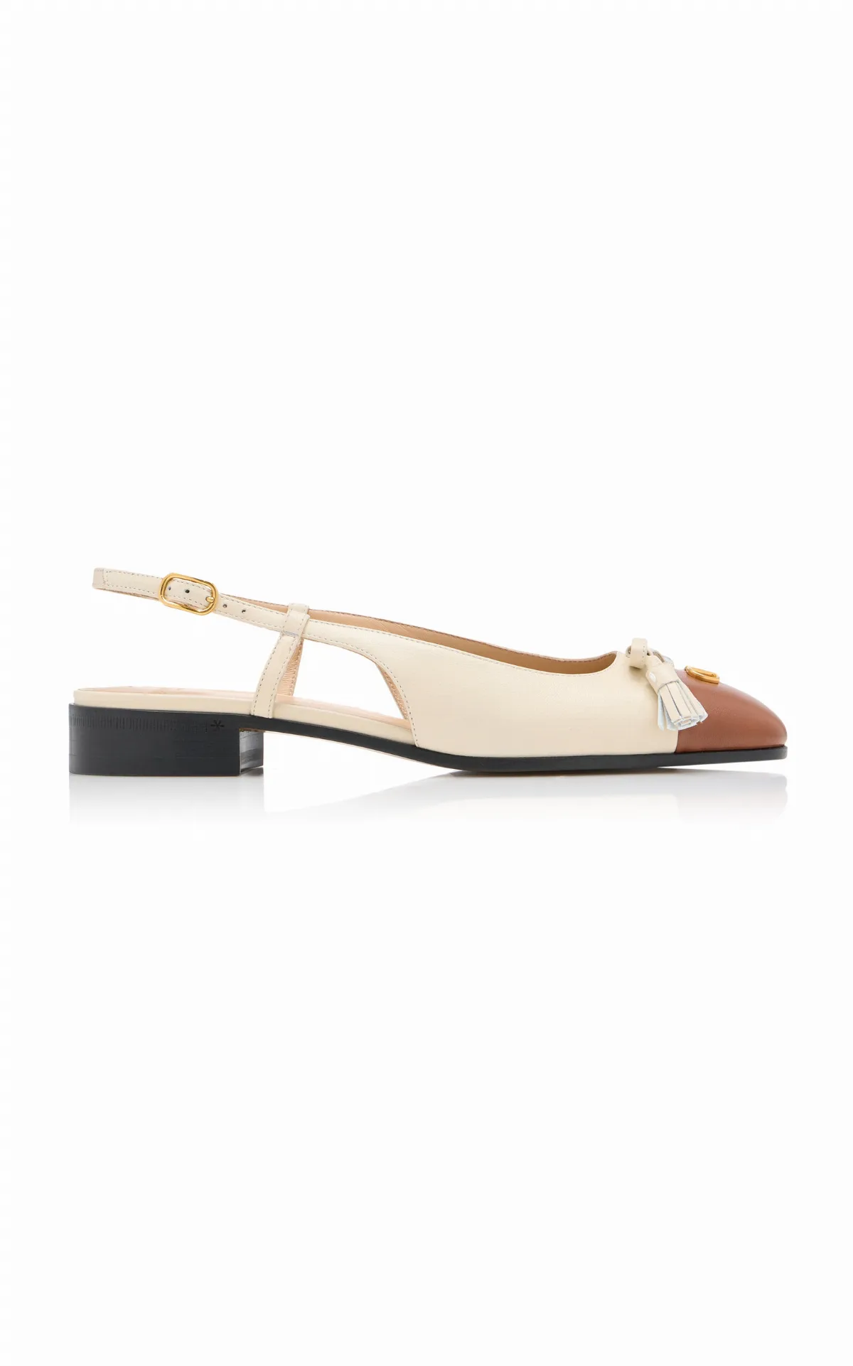 Two-Tone Leather Slingback Flats by Valentino Garavani
