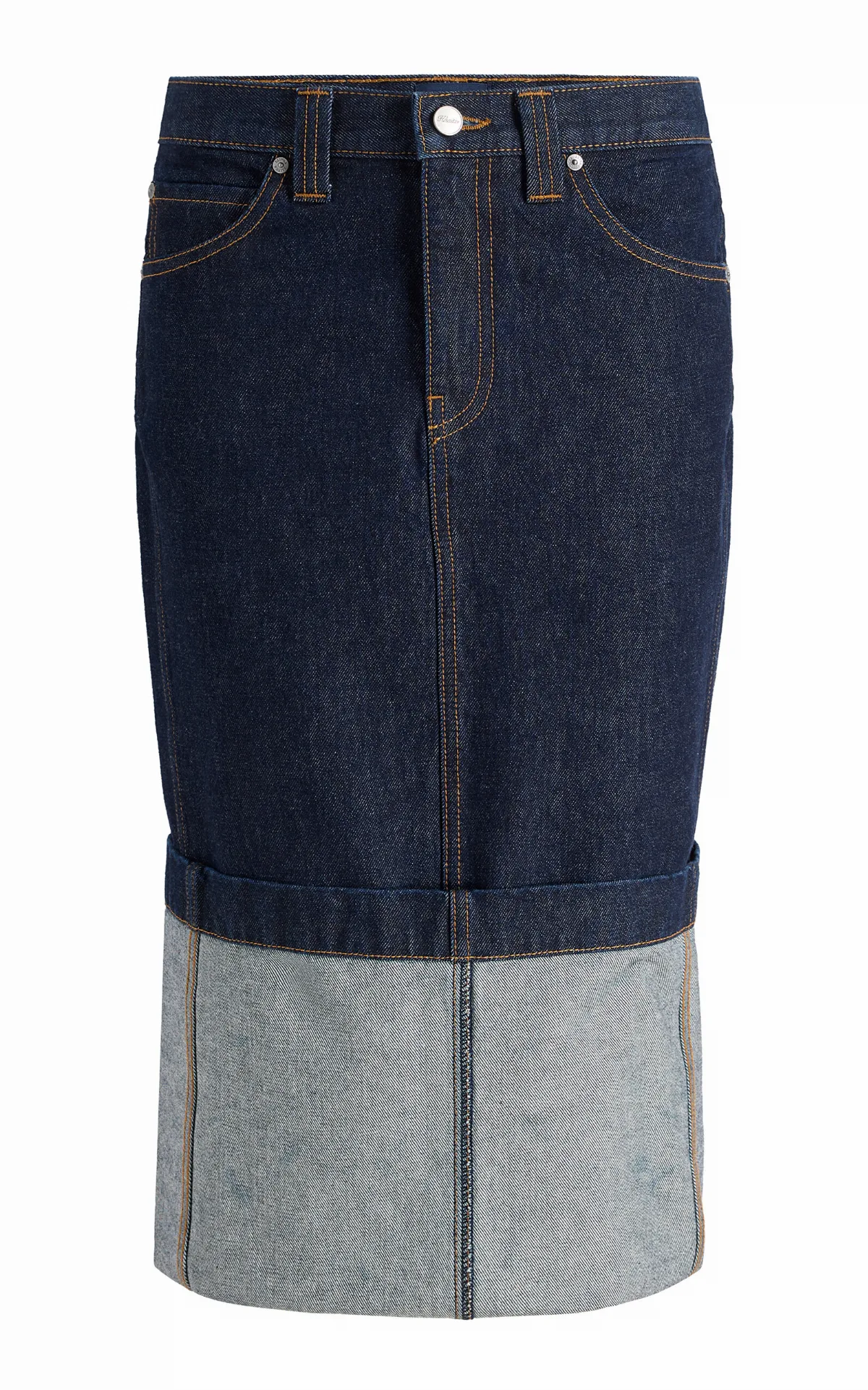 Kilian Cuffed Denim Midi Skirt