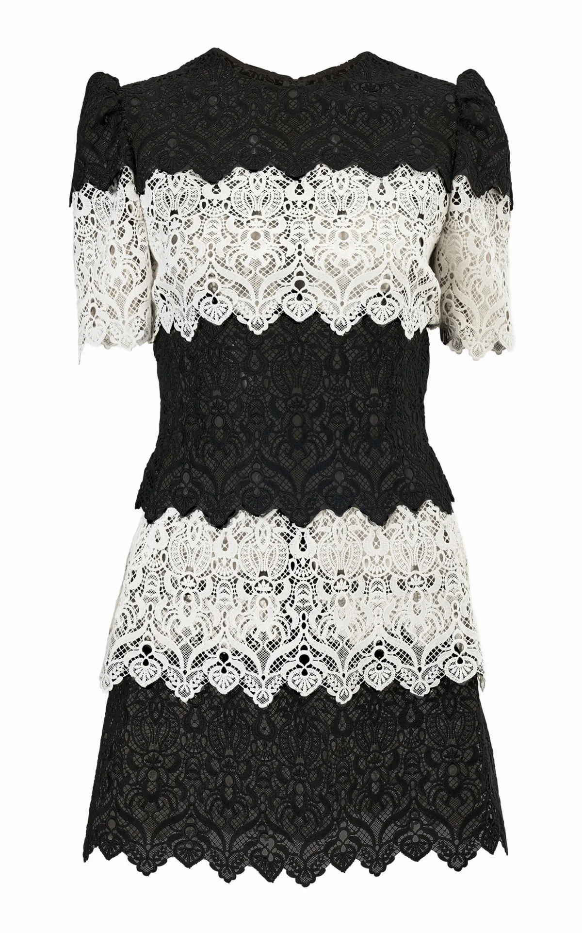 Floral Scroll Lace Mini Dress by Carolina Herrera