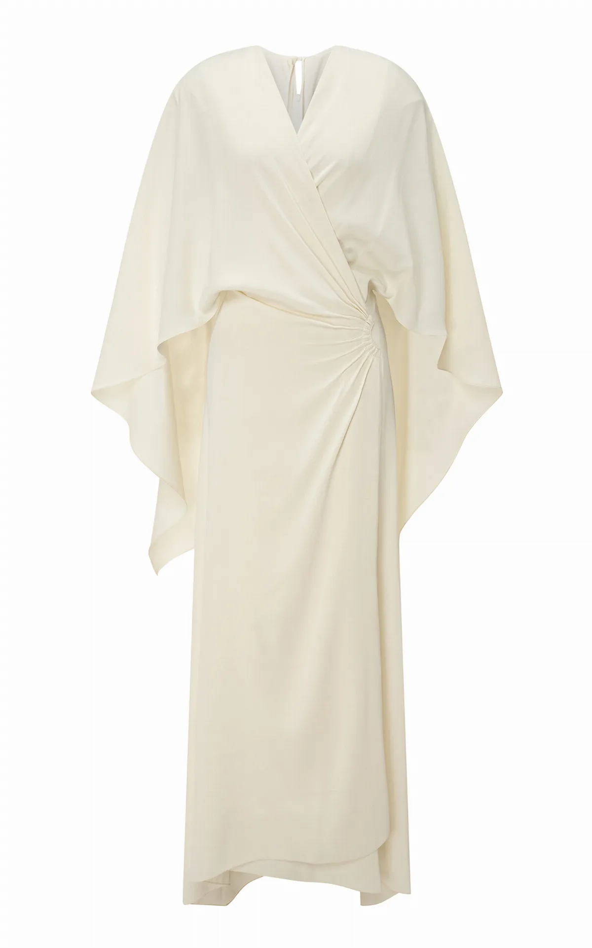 Cape-Detailed Georgette Wrap Midi Dress