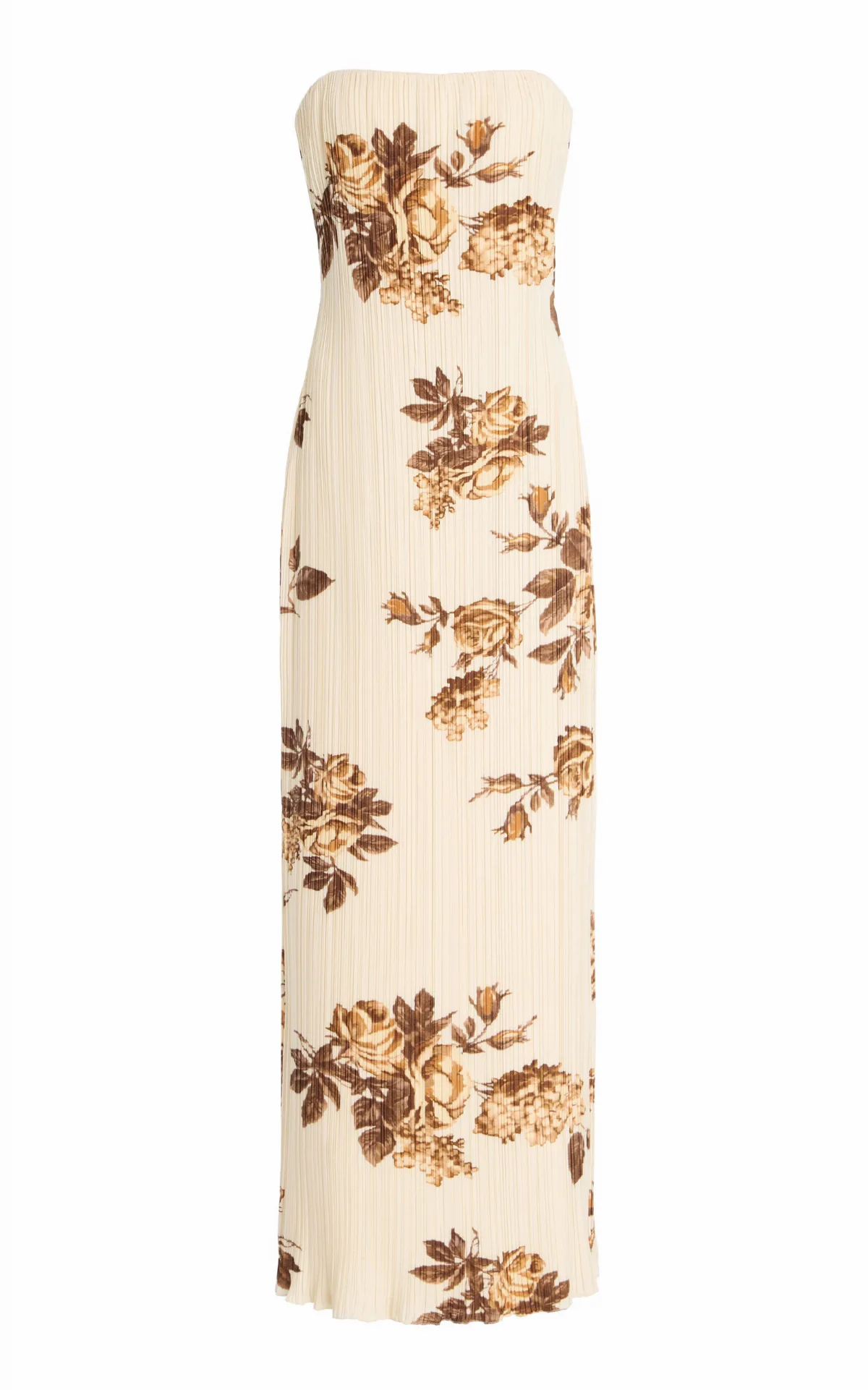 Strapless Floral Plissé Midi Dress by Magda Butrym