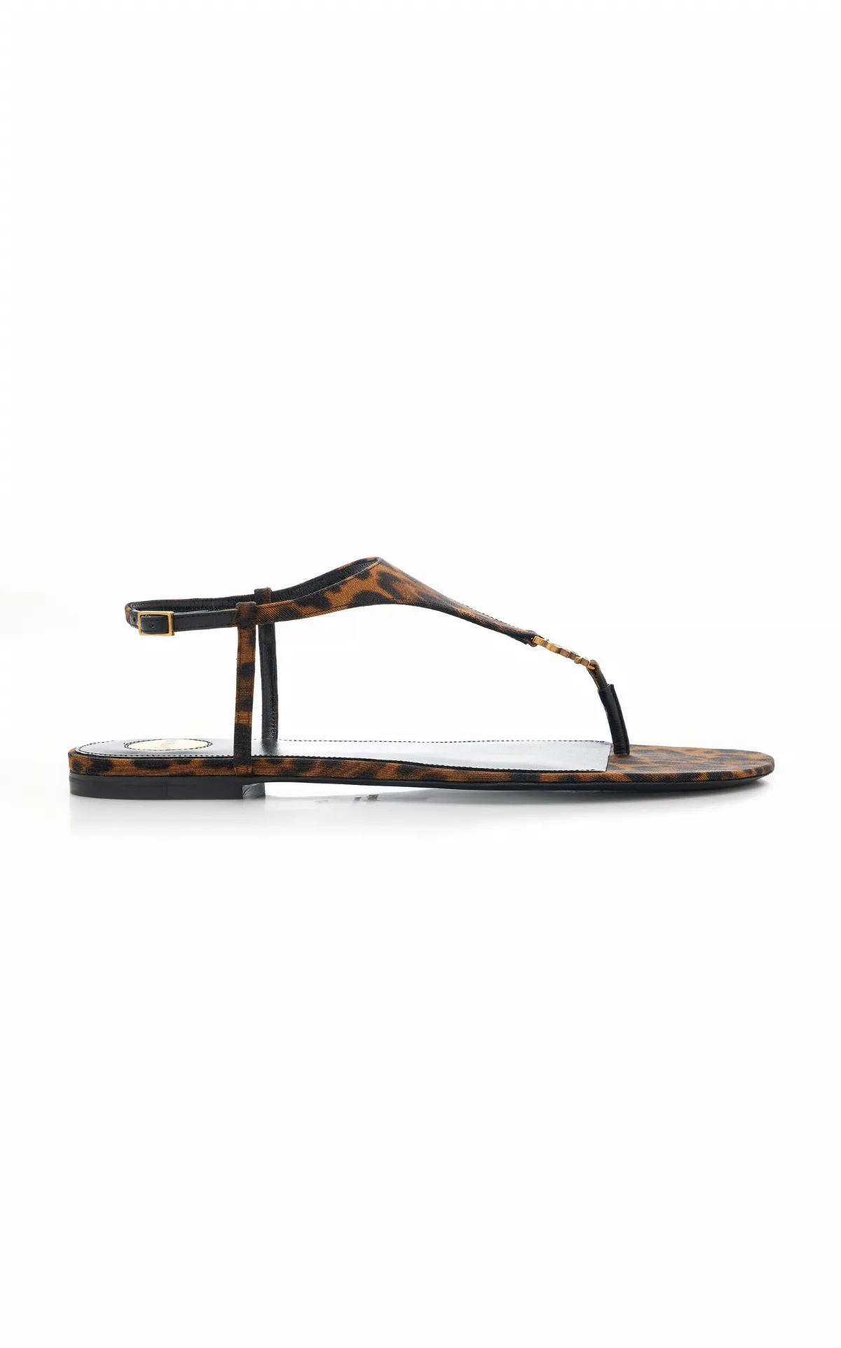 Cassandra Leopard-Print Grosgrain Sandals by Saint Laurent