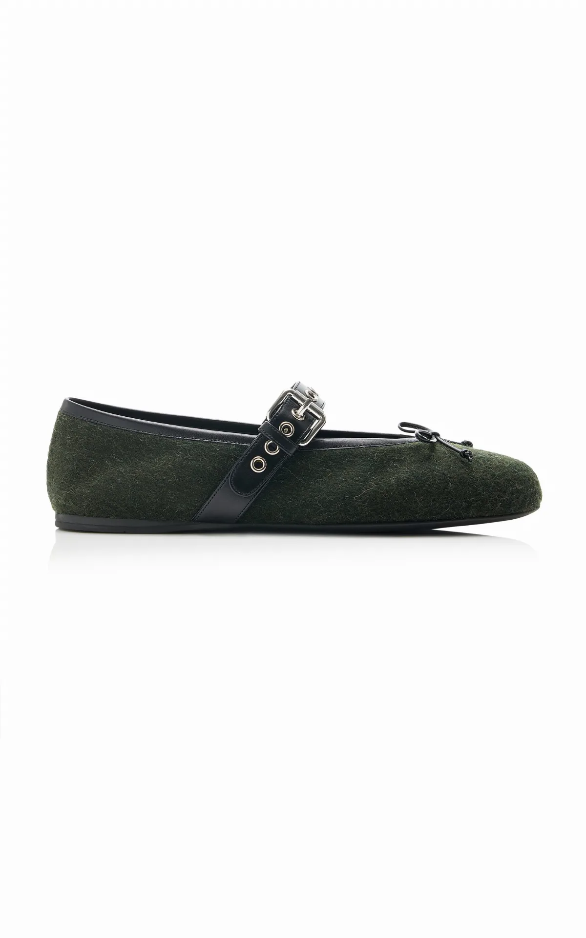 Buckled Flannel Ballerina Flats by Miu Miu