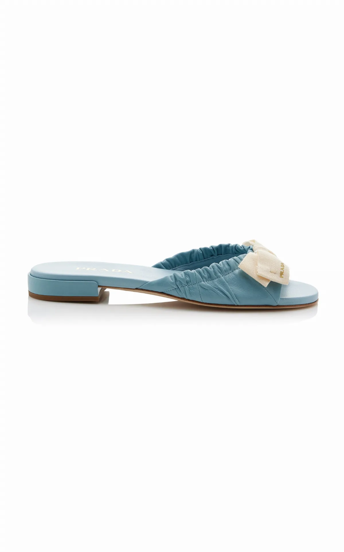 Grosgrain-Trimmed Leather Sandals by Prada