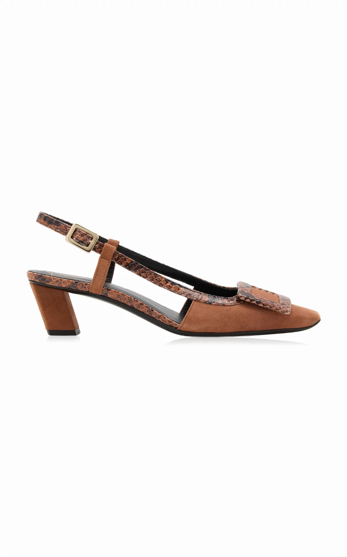 Belle Vivier Python-Effect Suede Slingback Pumps by Roger Vivier