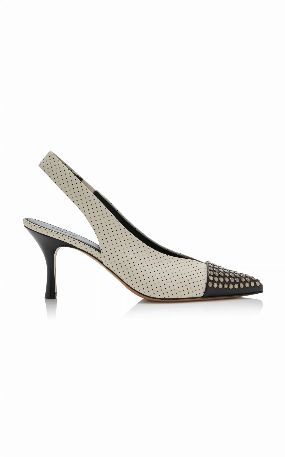 Alba Two-Tone Studded Leather Slingback Pumps by Chloé
