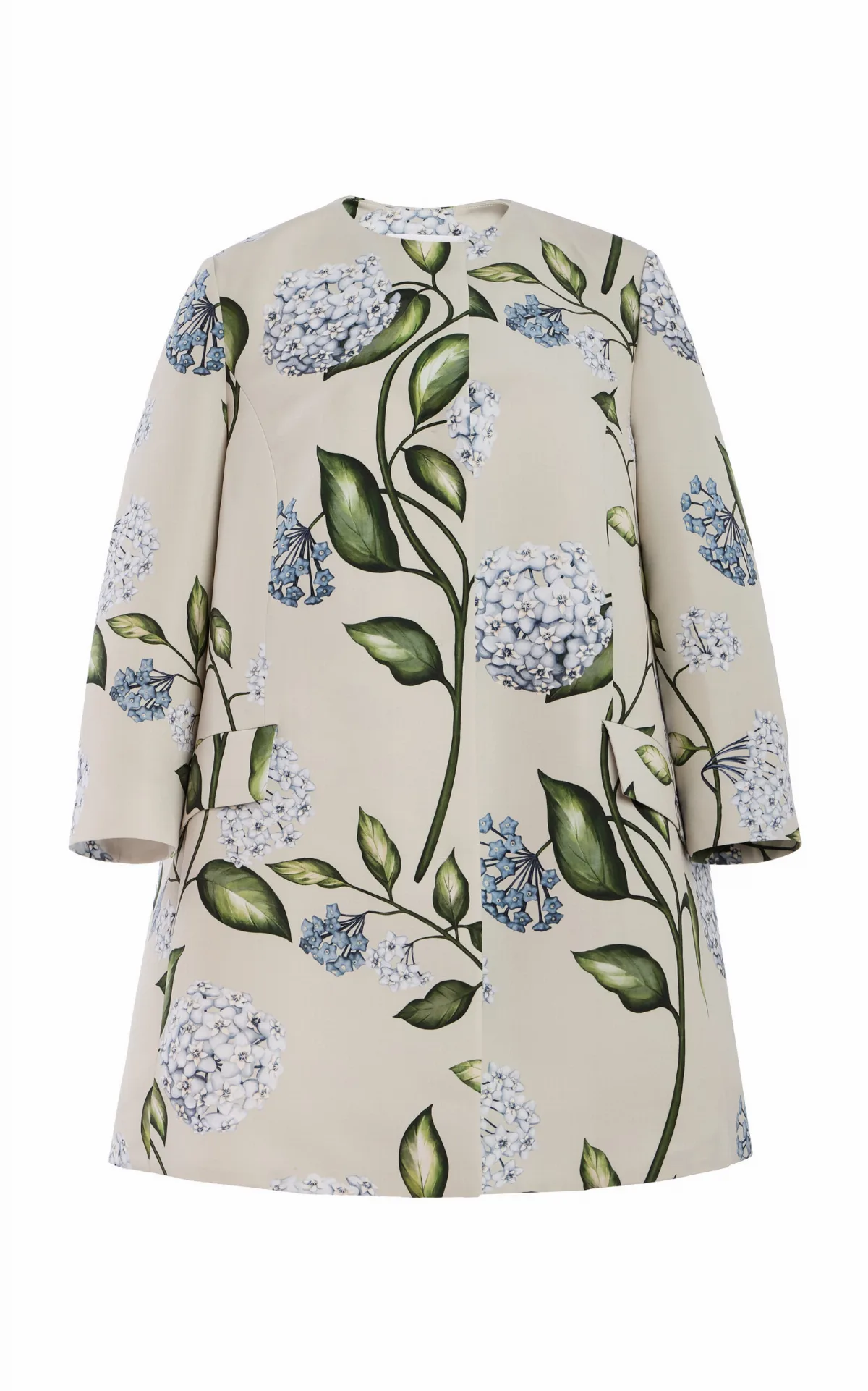 Porcelain Flowers Short Faille Coat by Oscar de la Renta