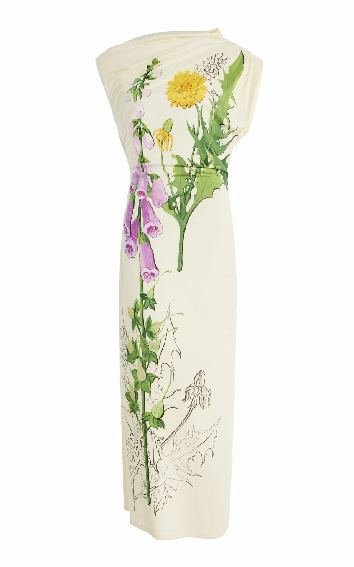 Foxglove-Printed Jersey Midi Dress by Oscar de la Renta