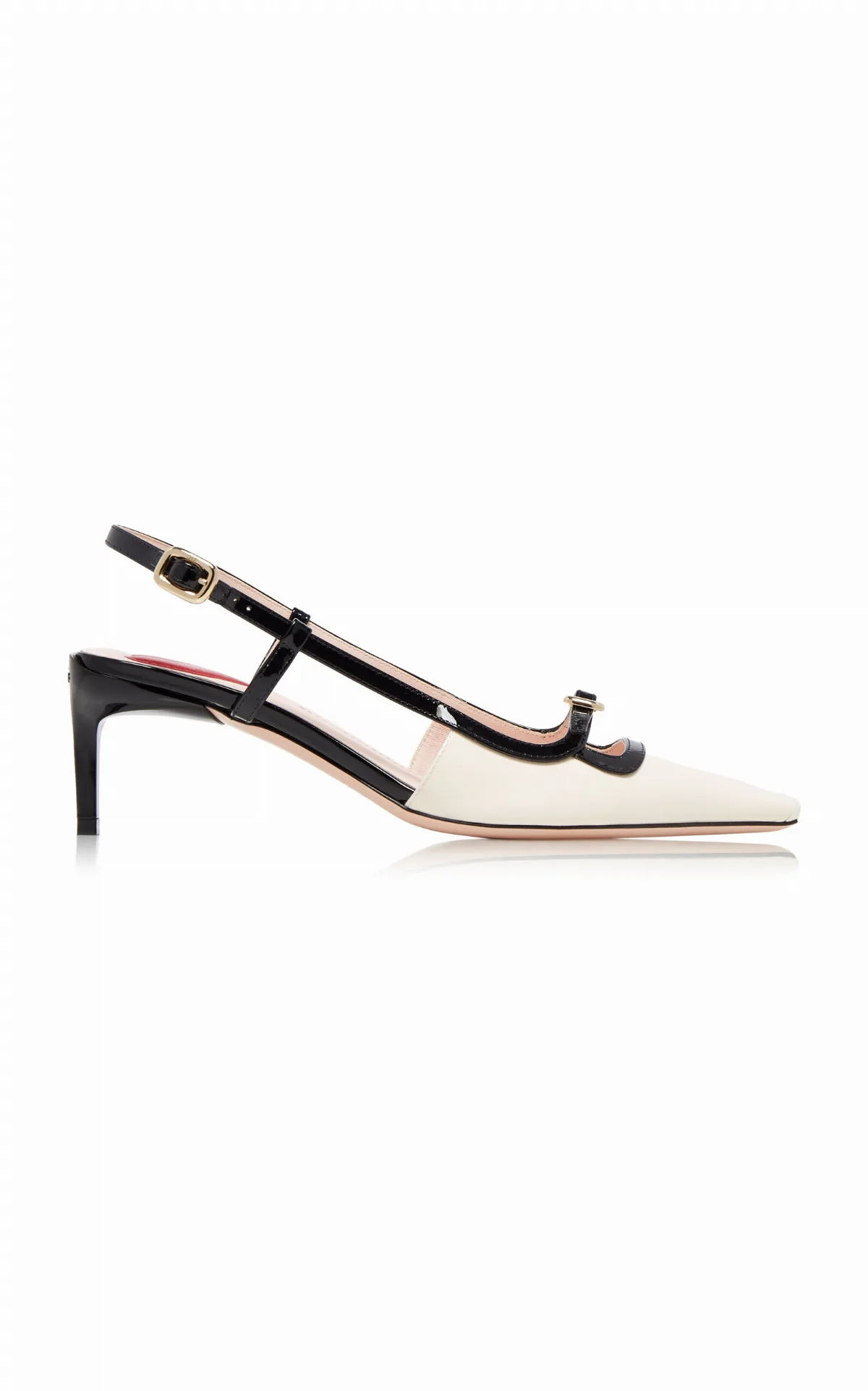 Mini-Buckle Patent Leather Slingback Pumps by Roger Vivier