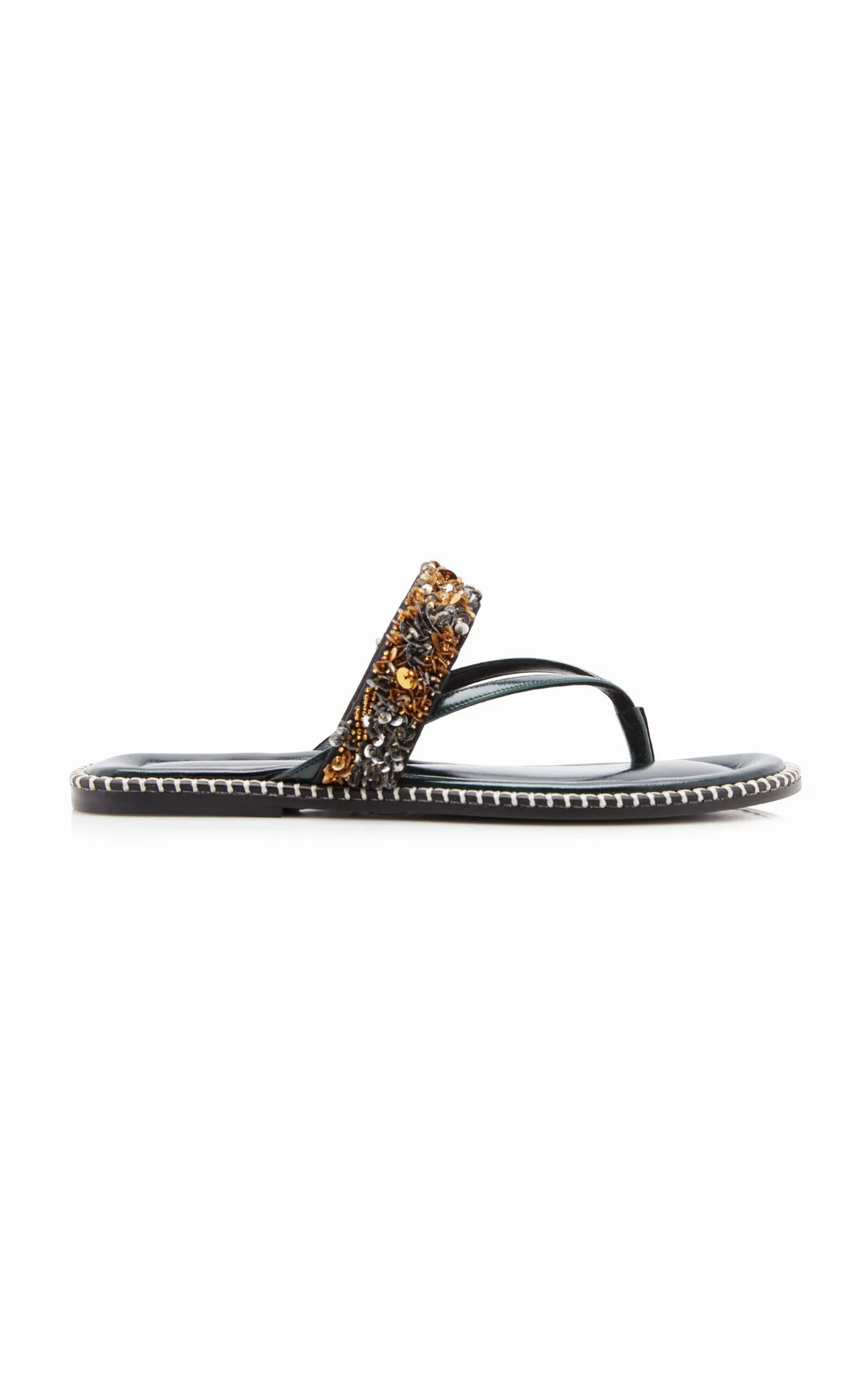 Sequin Embellished Leather Sandals by Dries Van Noten