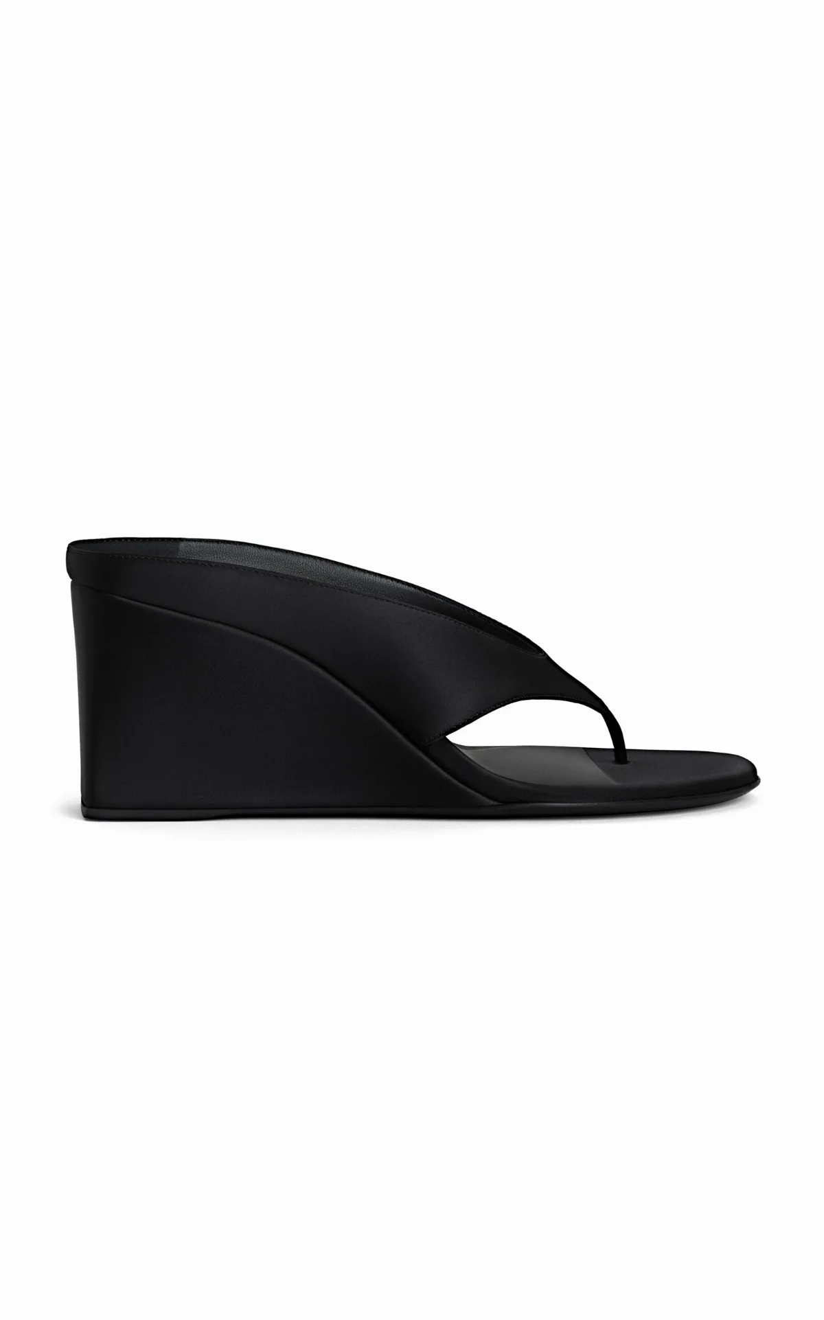 Satin Wedge Thong Mules