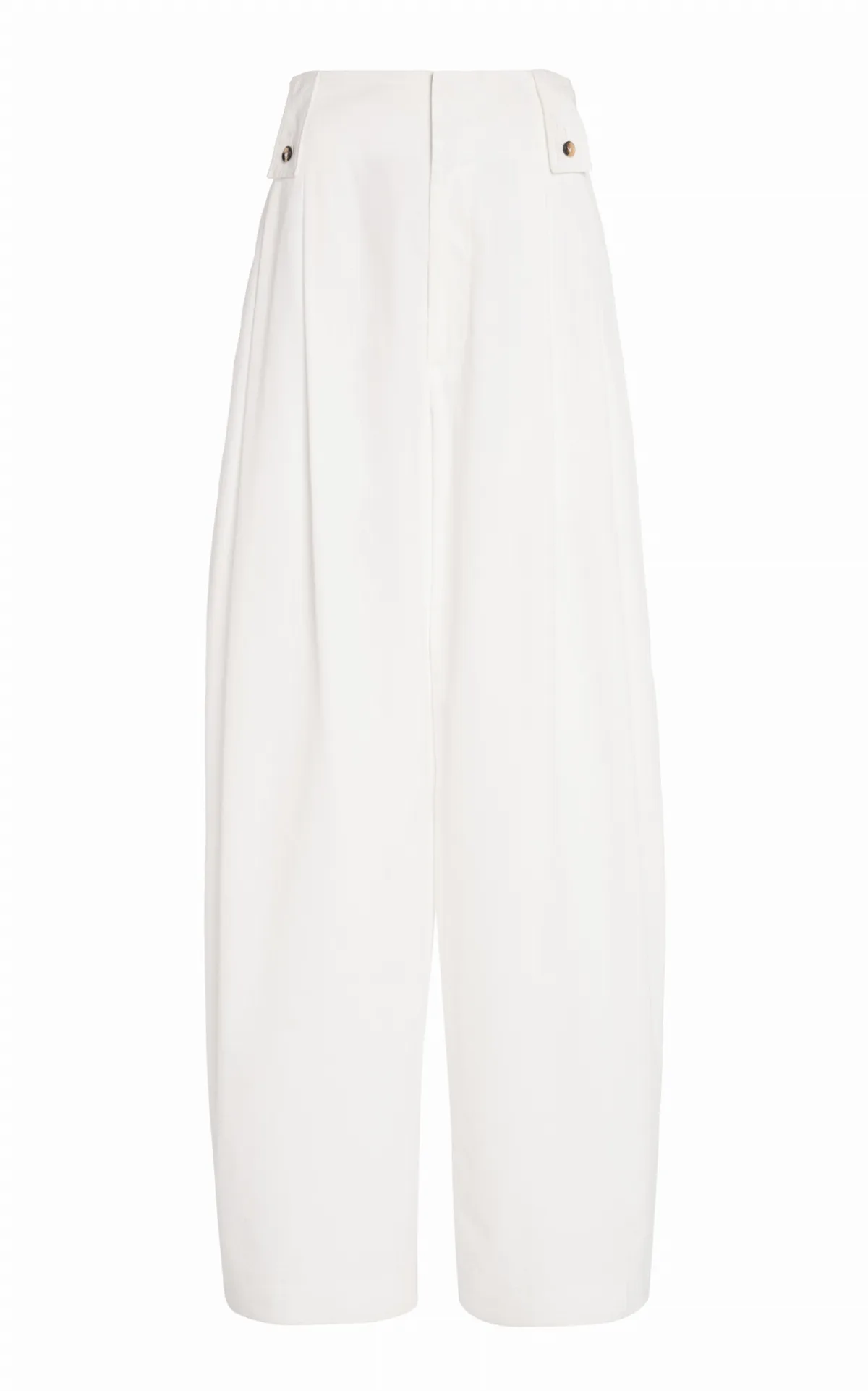 Pleated Compact Cotton Wide-Leg Pants