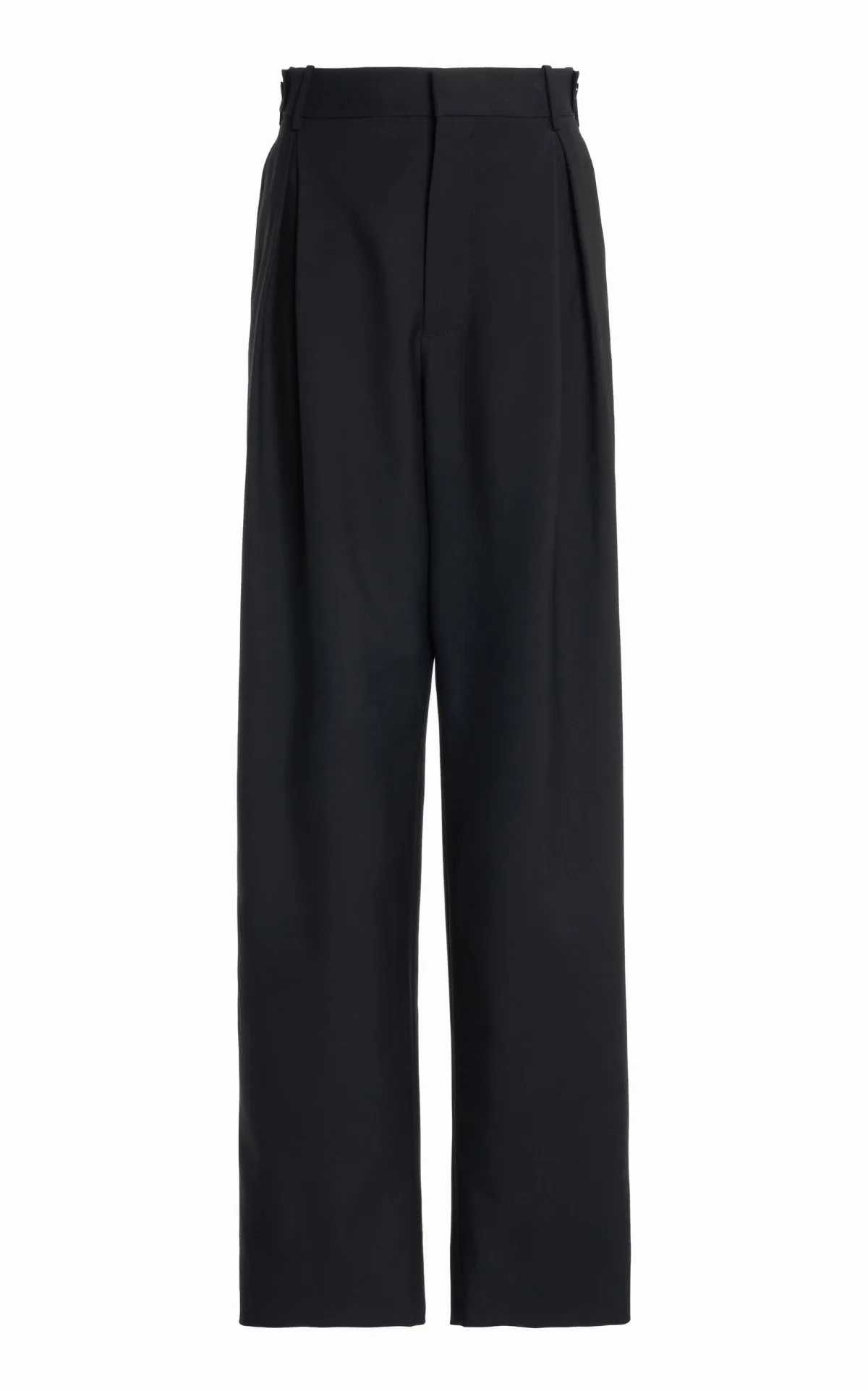 Pleated Cotton Wide-Leg Pants
