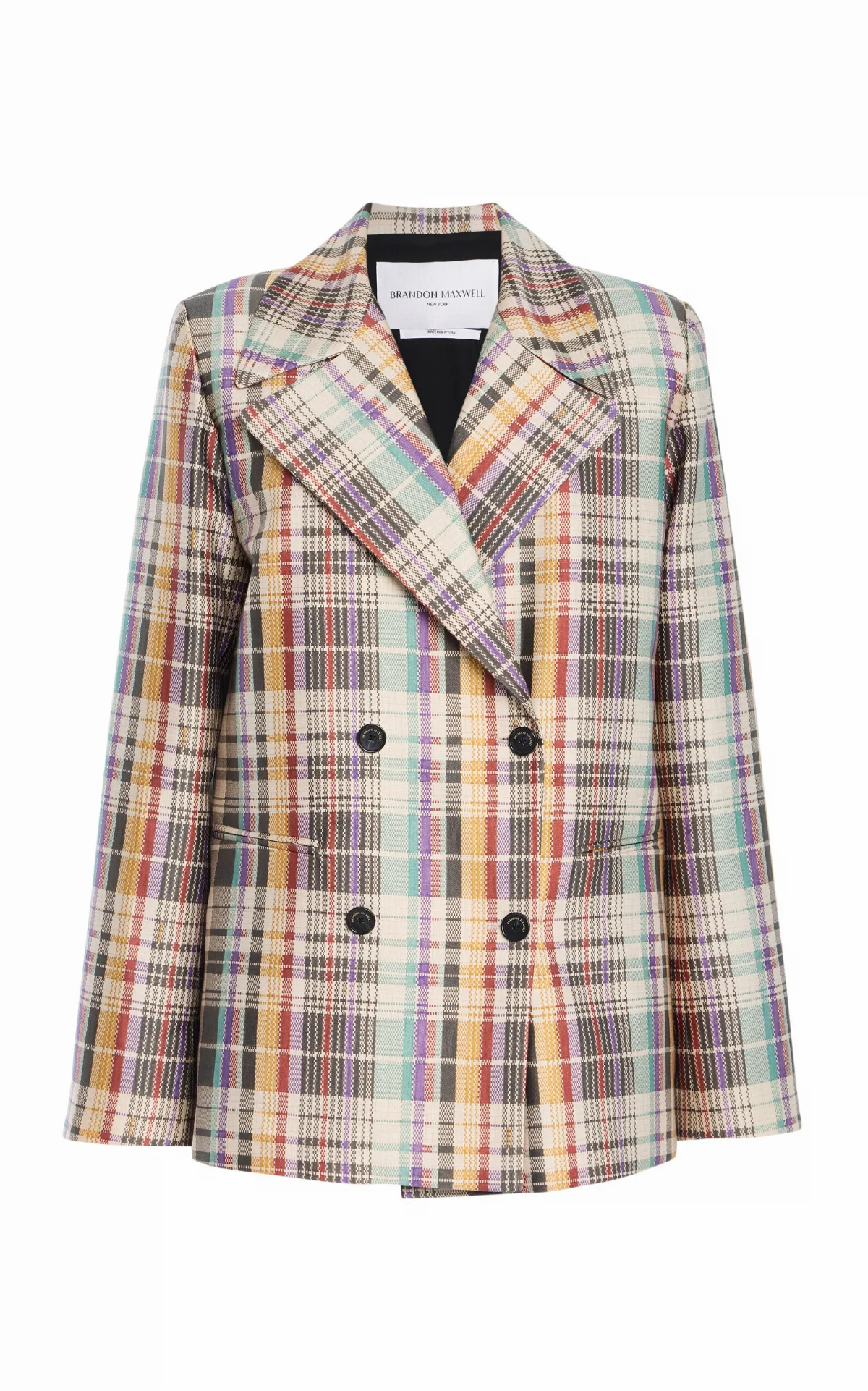The Delaney Wool-Blend Plaid Blazer by Brandon Maxwell
