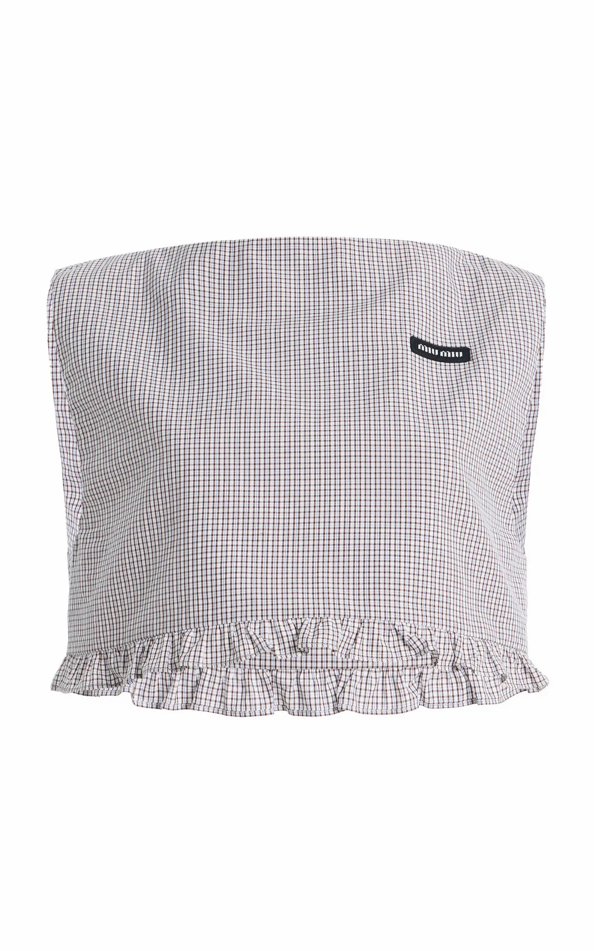 Checkered Cropped Cotton Top by Miu Miu
