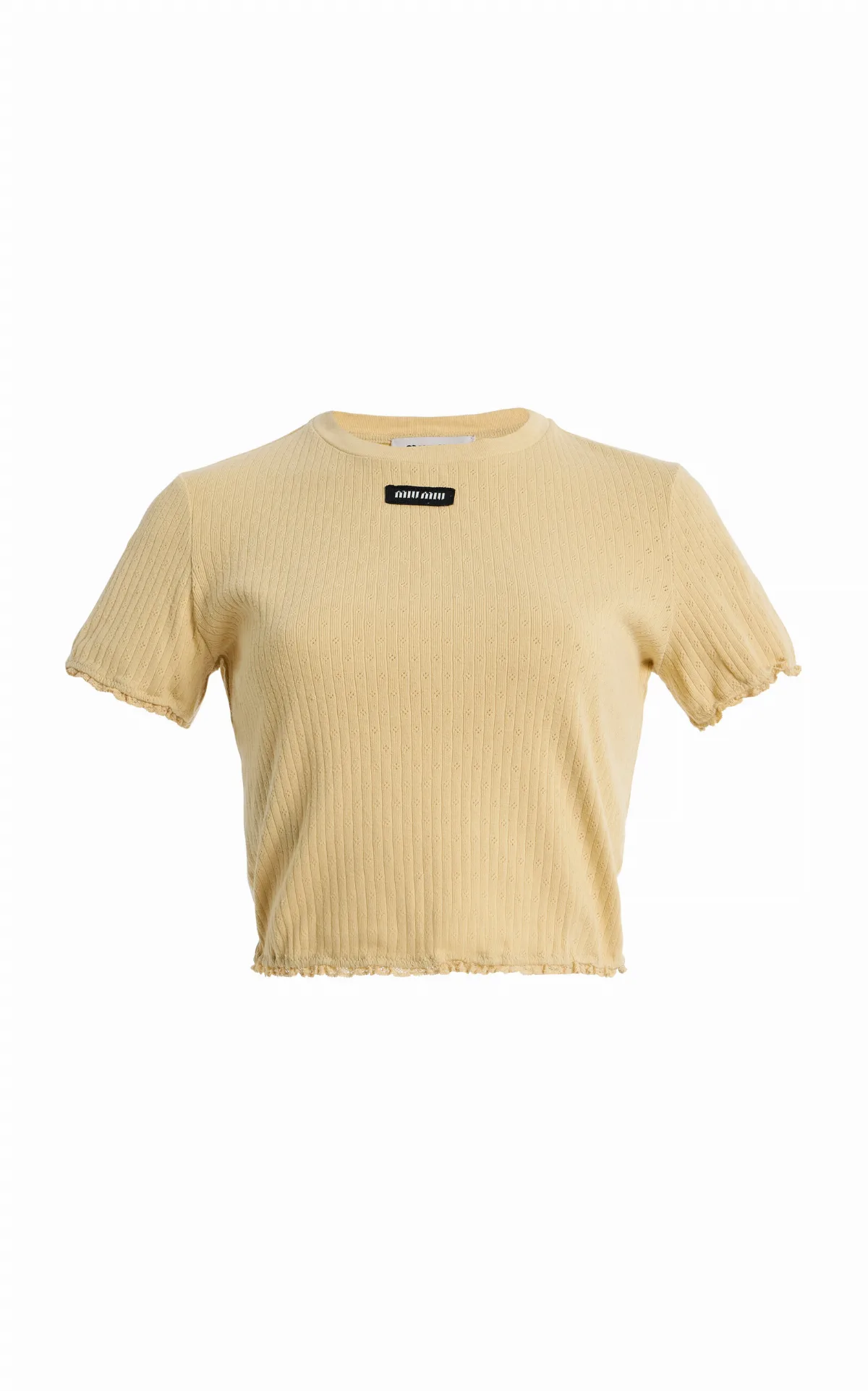 Pointelle-Knit Cotton Baby Tee by Miu Miu