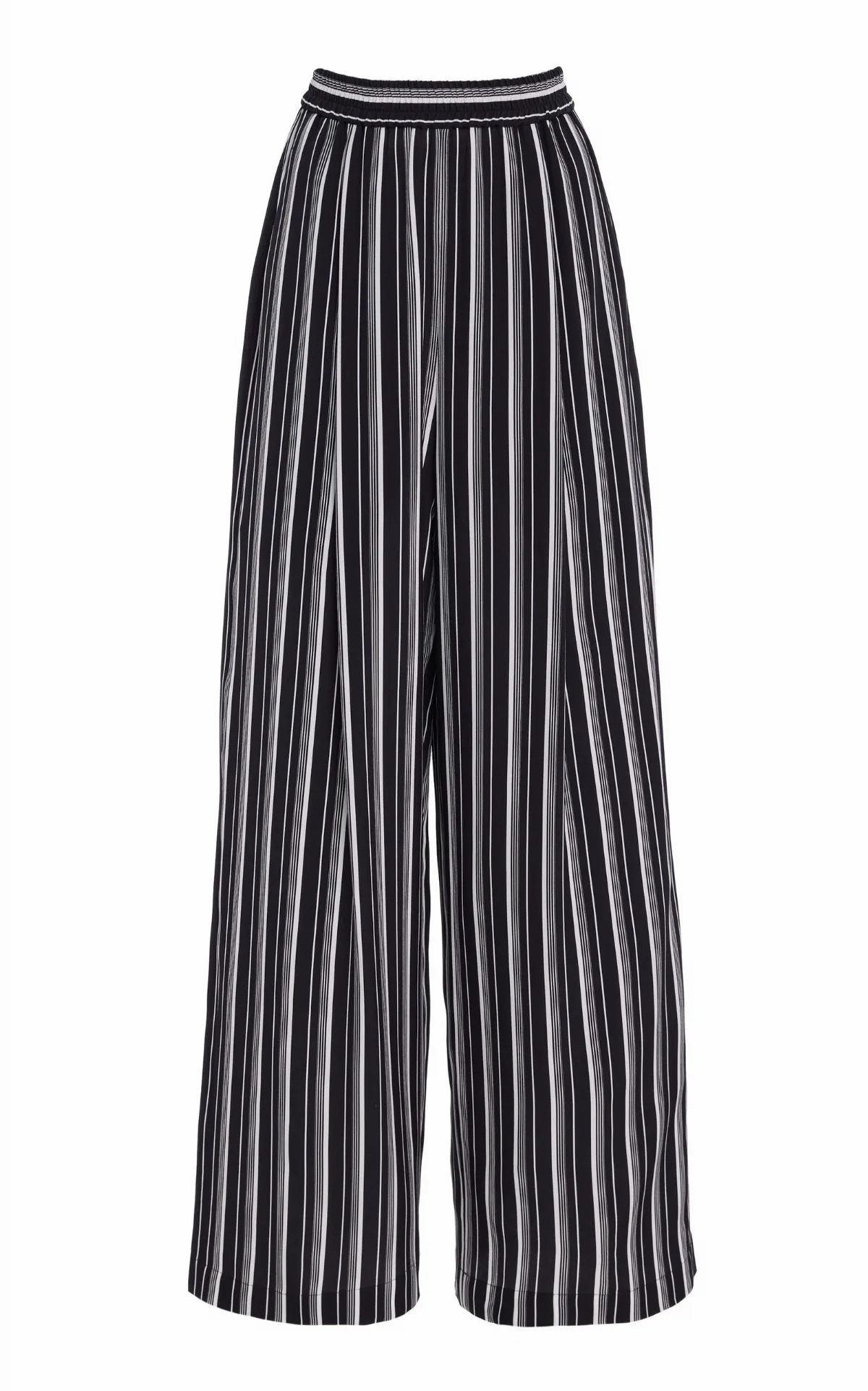 Striped Crepe De Chine Wide-Leg Pants