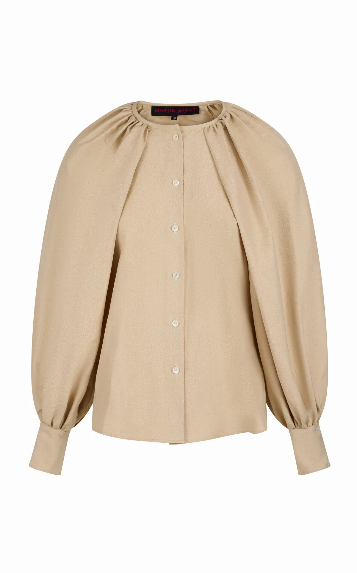 Silk Balloon-Sleeve Blouse