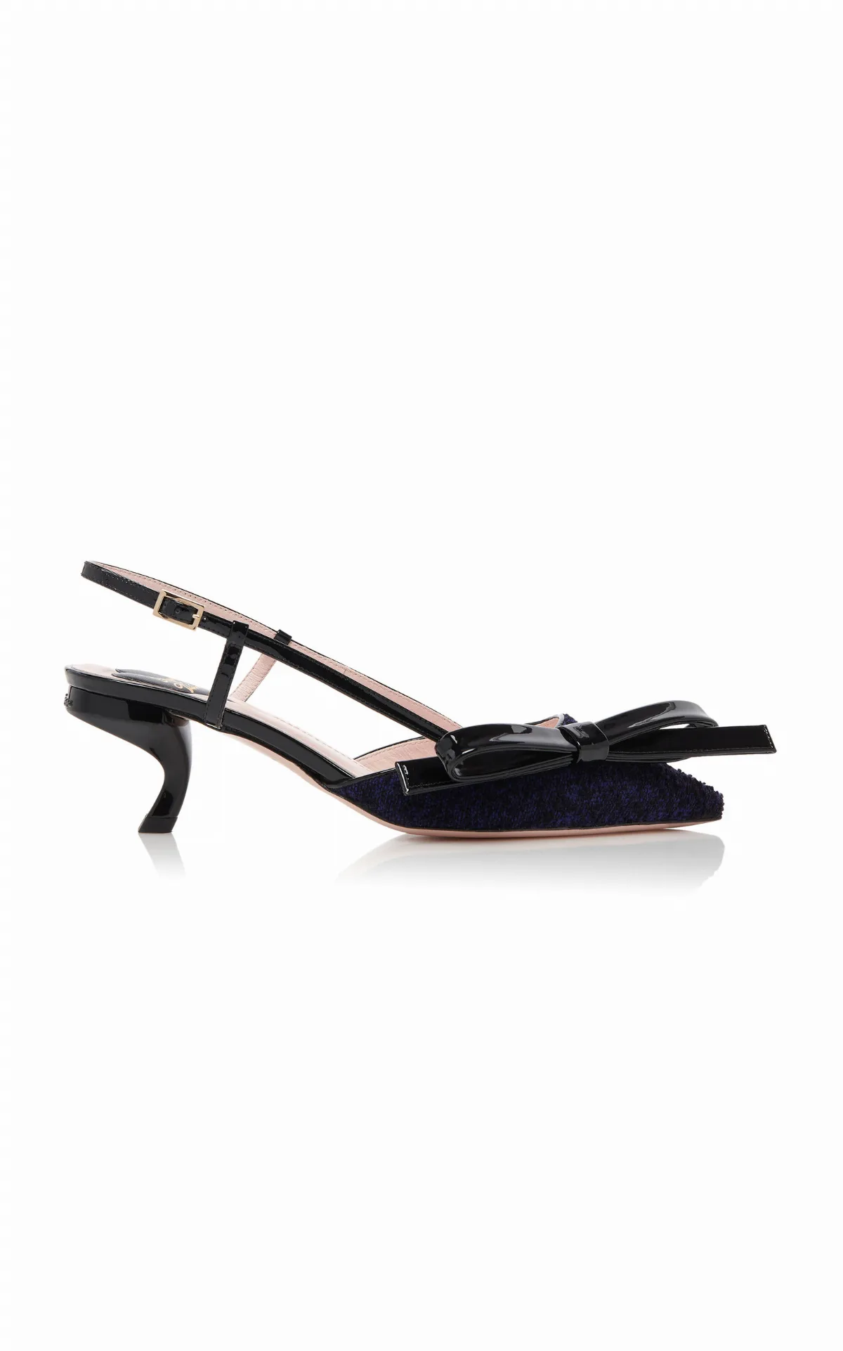 Virgule Bow Wool Slingback Pumps by Roger Vivier